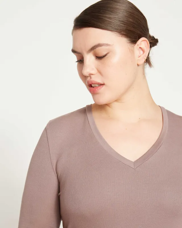 Foundation Long Sleeve V-Neck Tee - Nutmeg sold by Universal Standard
