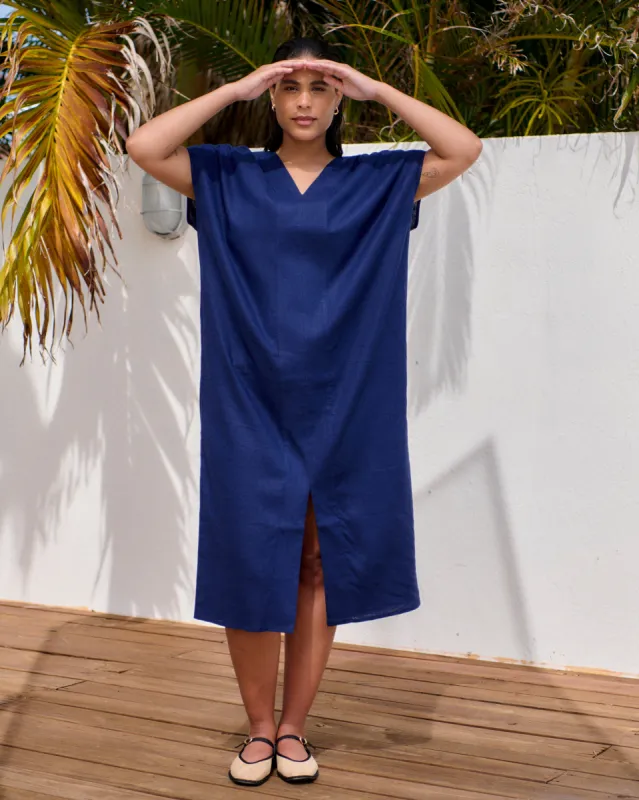 Cabana Linen Kaftan - Cenote sold by Universal Standard