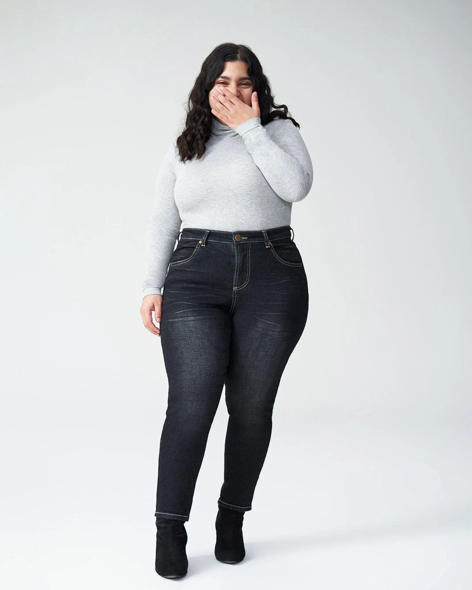 Seine High Rise Skinny Jeans Petite - Distressed Black sold by Universal Standard