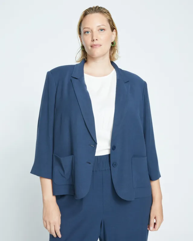 Meg Double Luxe Short Blazer - Deep Storm sold by Universal Standard
