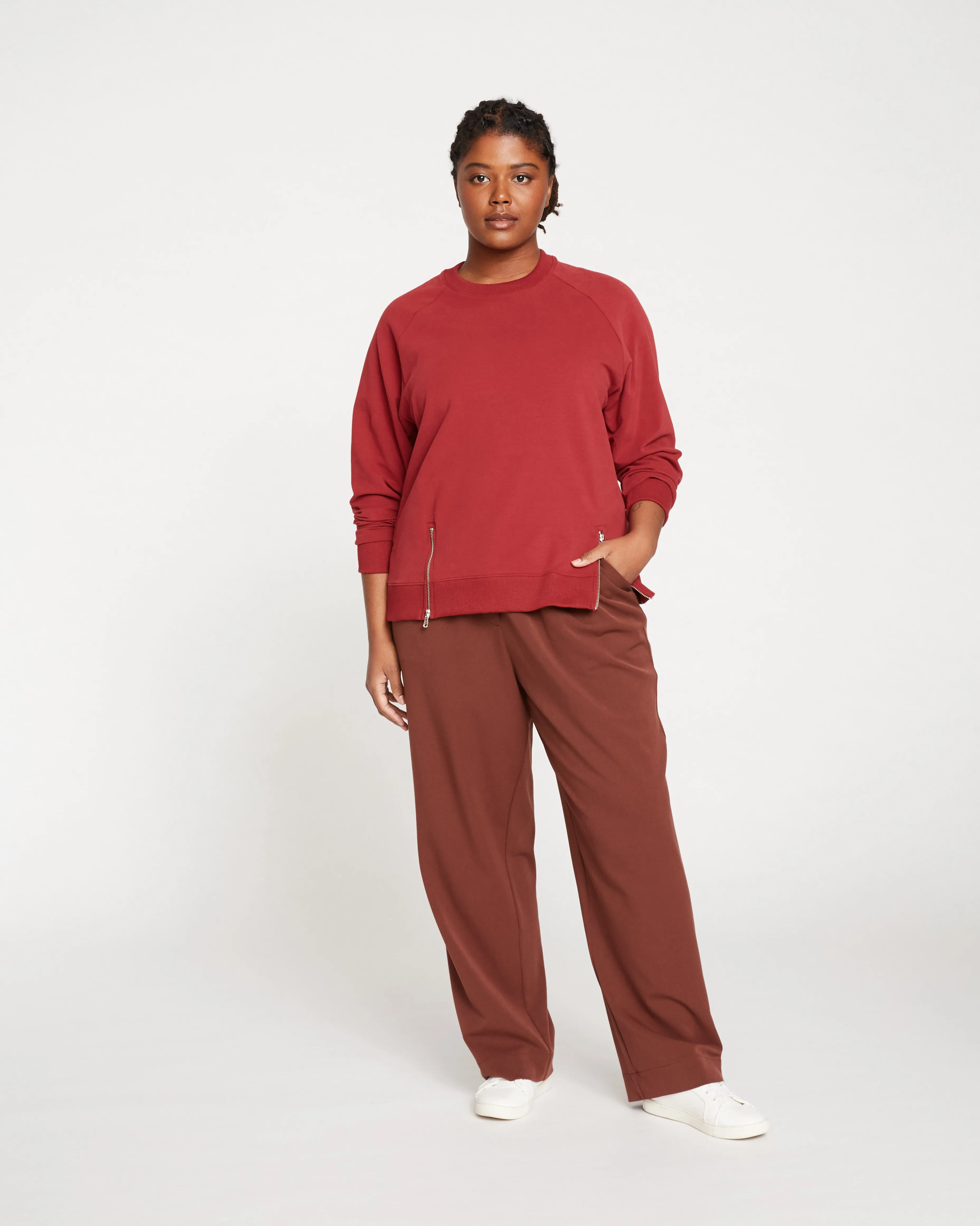 Peachy Terry Side Zip Pullover - Red Dahlia sold by Universal Standard product image thumbnail 2