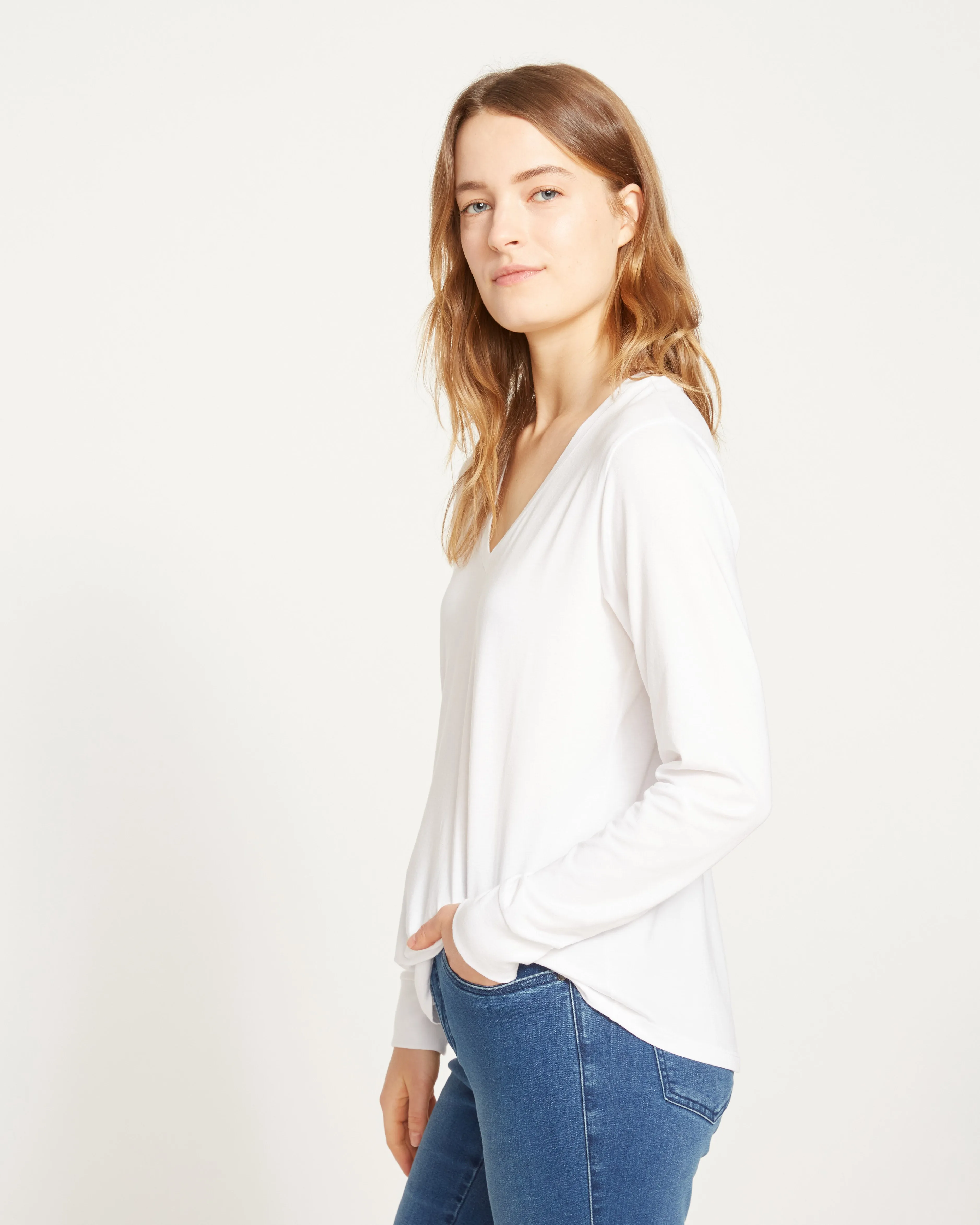 Long Sleeve V Rex - White sold by Universal Standard product image thumbnail 3