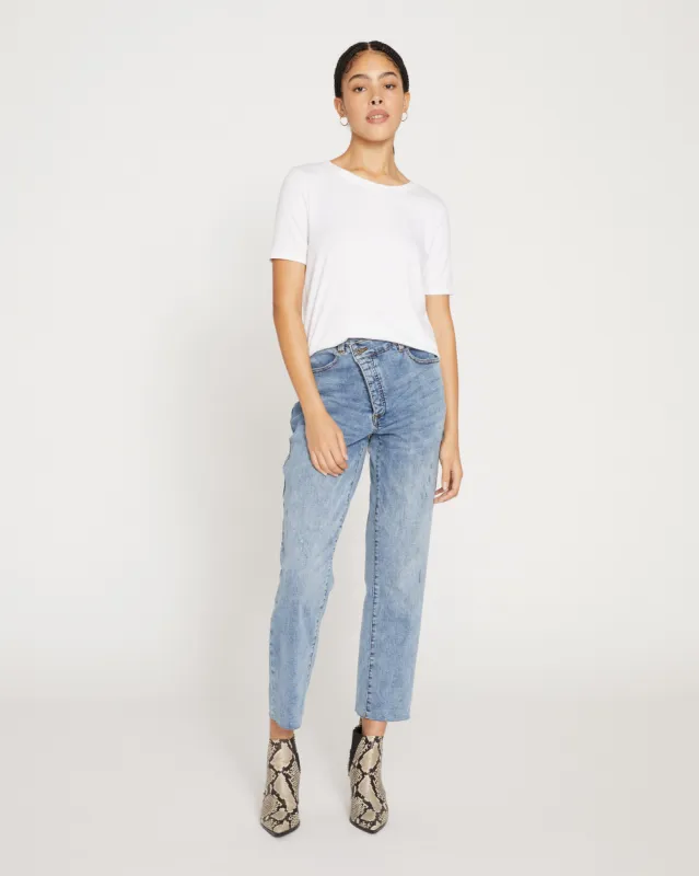 Katie High Rise Crossover Jeans - Distressed Vintage Indigo Wash made by Universal Standard