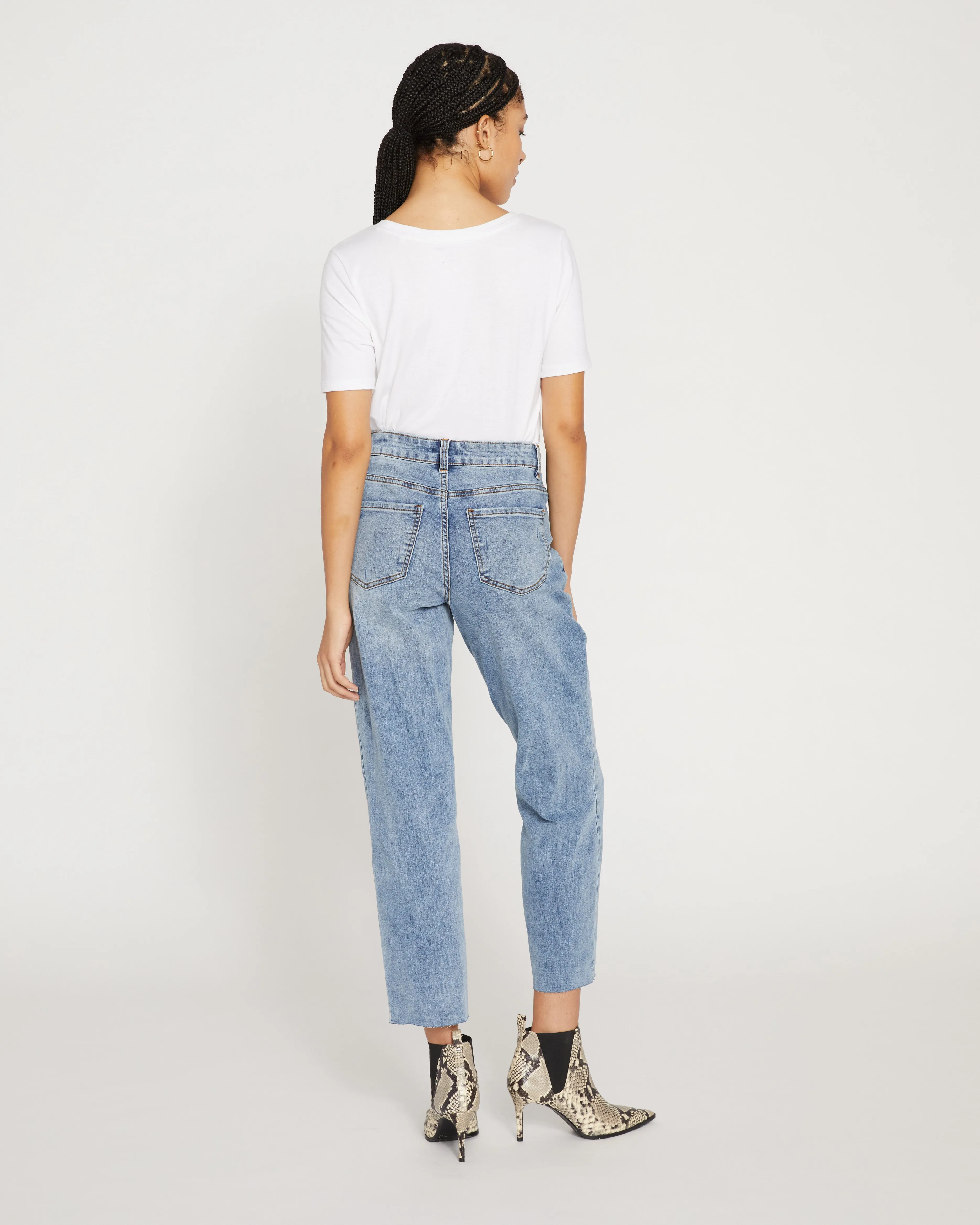 Katie High Rise Crossover Jeans - Distressed Vintage Indigo Wash sold by Universal Standard product image thumbnail 2