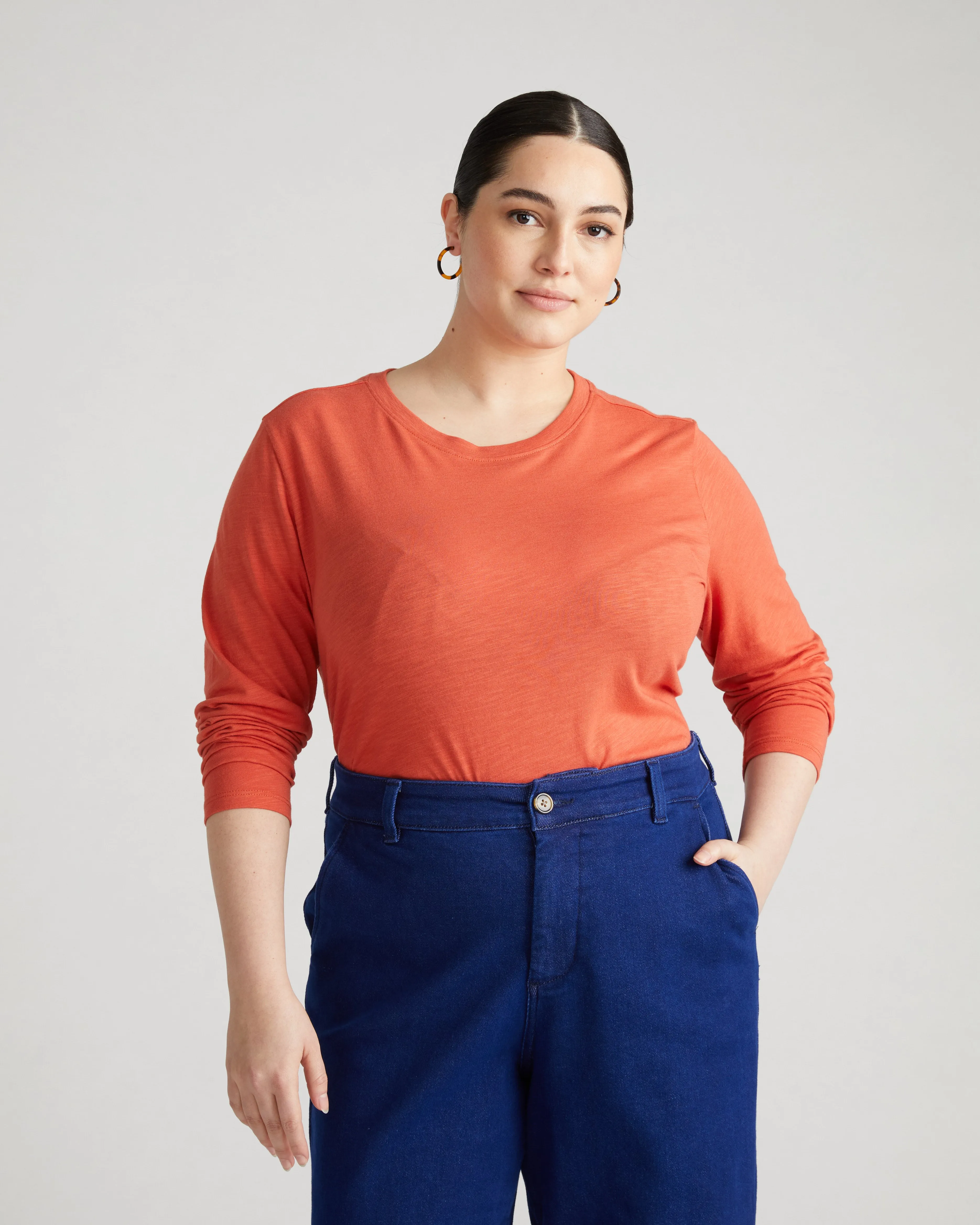 Light-As-Air Long Sleeve Crew Neck Tee - Aperol sold by Universal Standard product image thumbnail 2