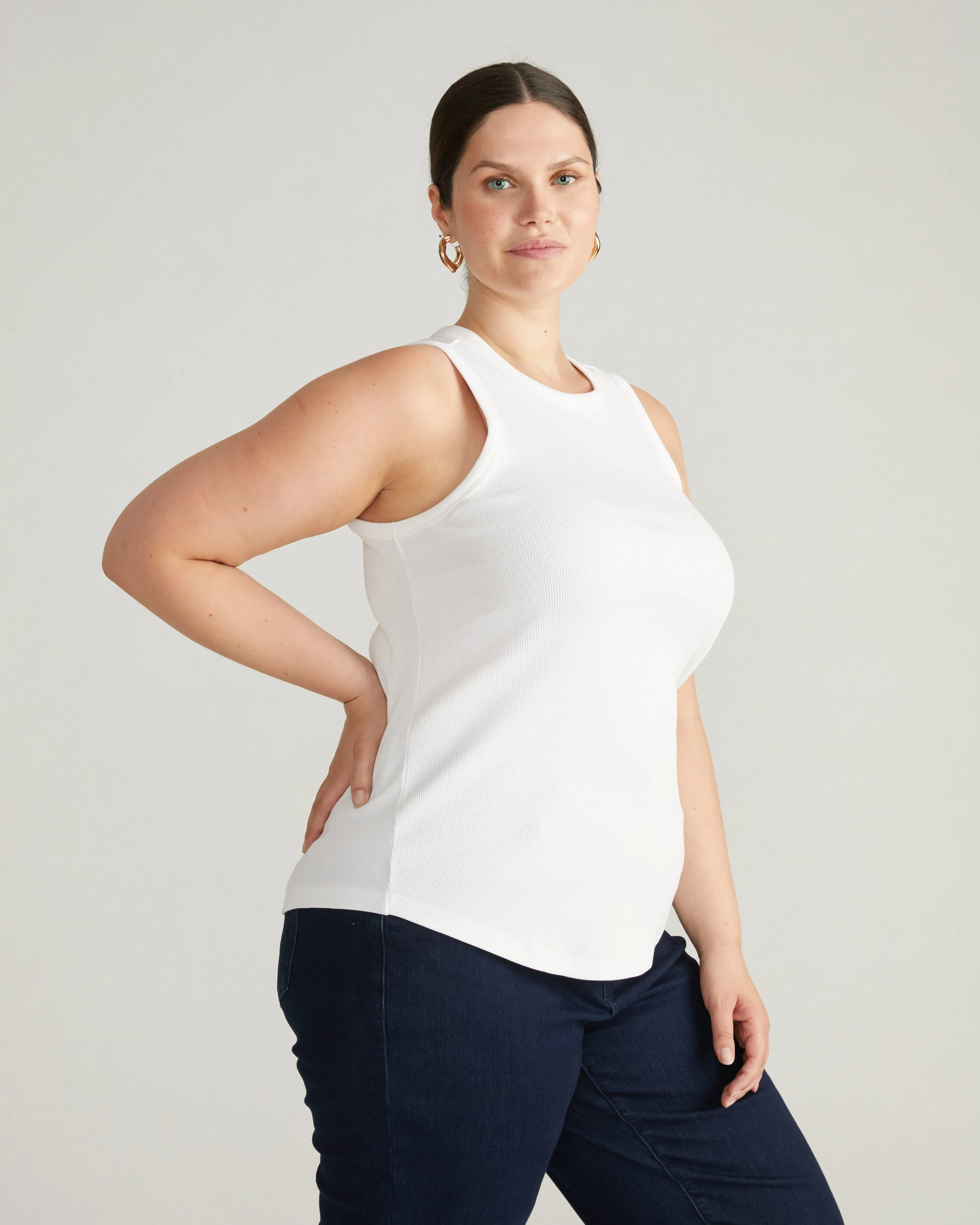 Cai High Neck Ribbed Tank - White sold by Universal Standard product image thumbnail 2