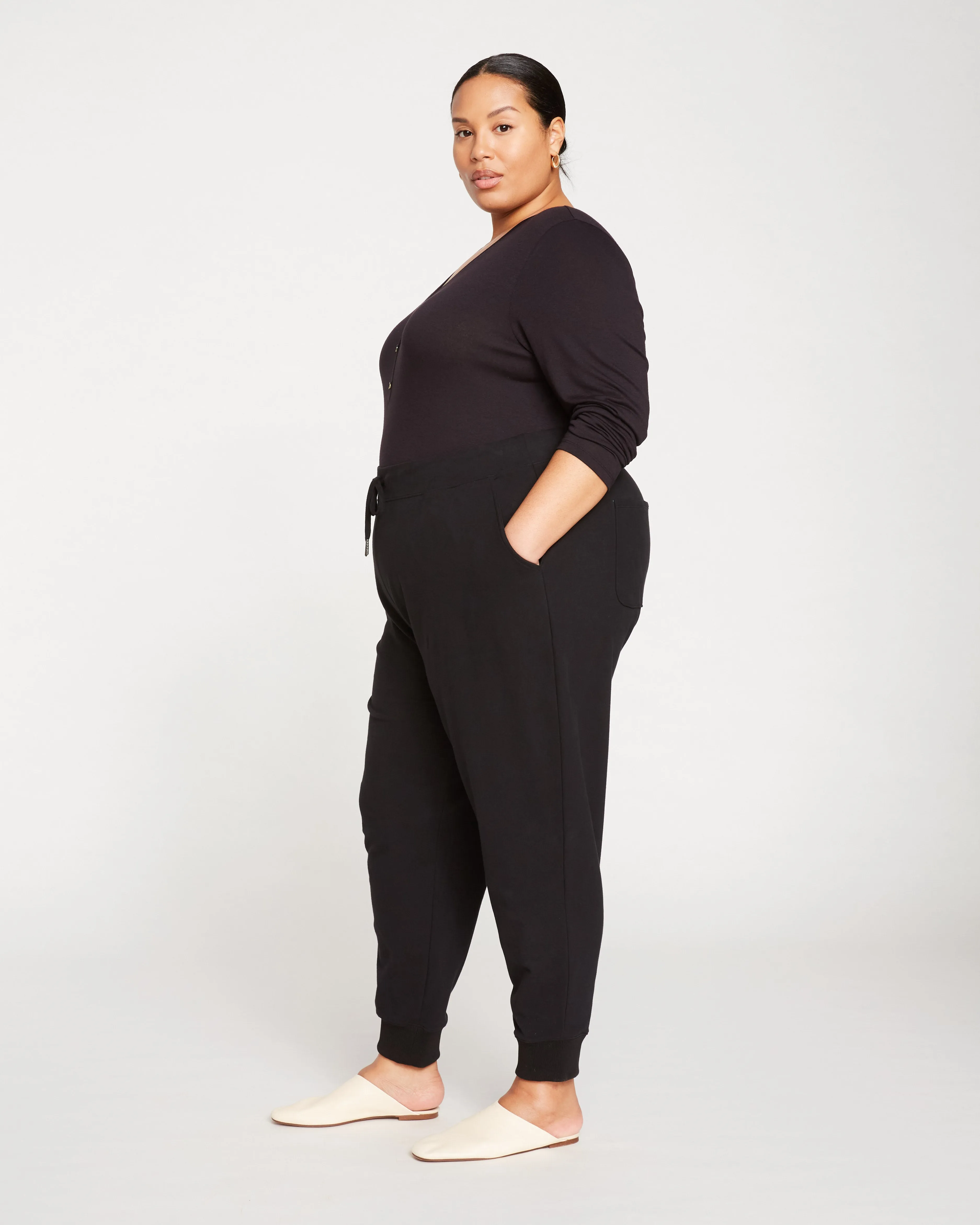 Peachy Terry Drawstring Jogger - Black sold by Universal Standard product image thumbnail 4