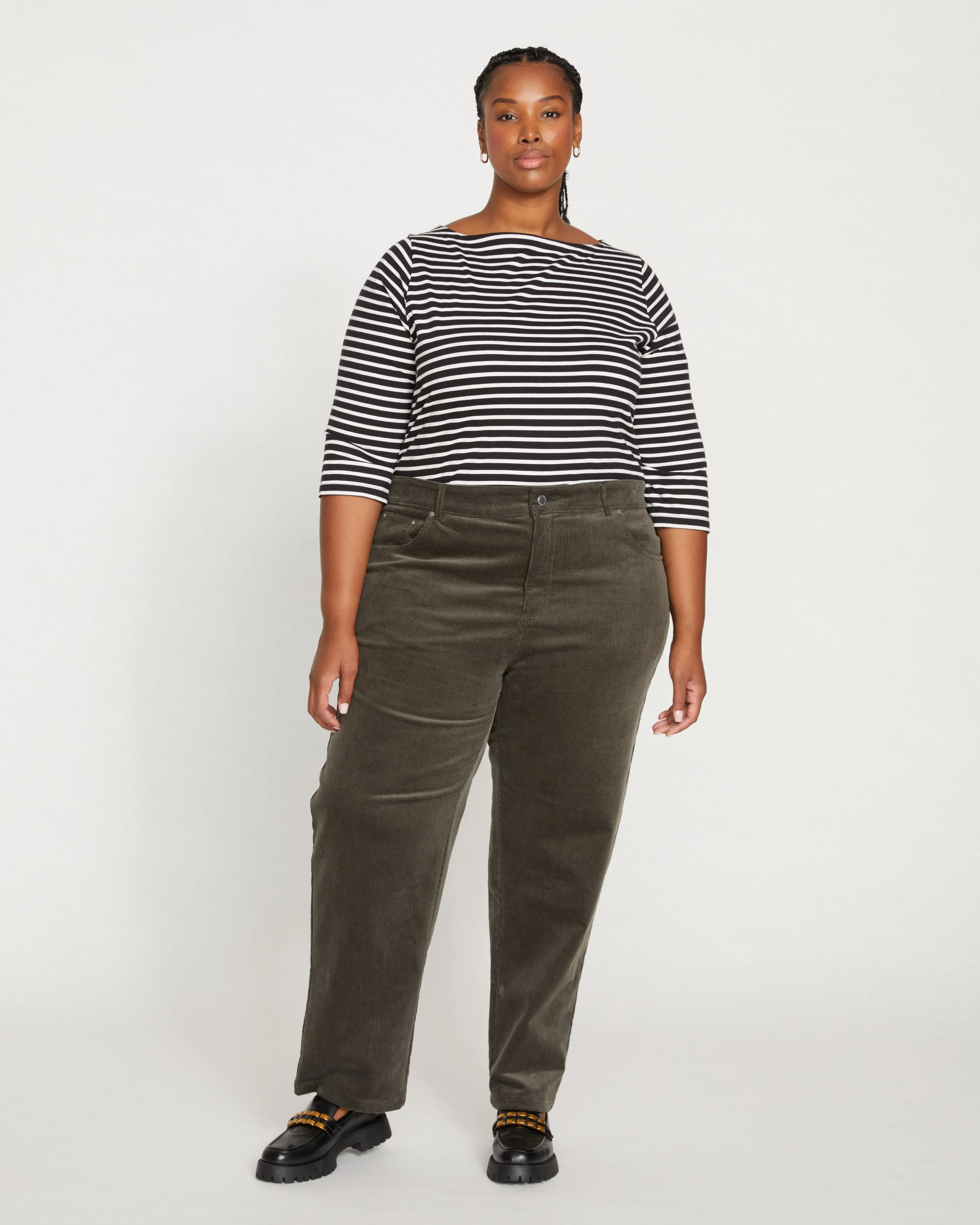 Cassidy High Rise Straight Corduroy Pants - Nori sold by Universal Standard