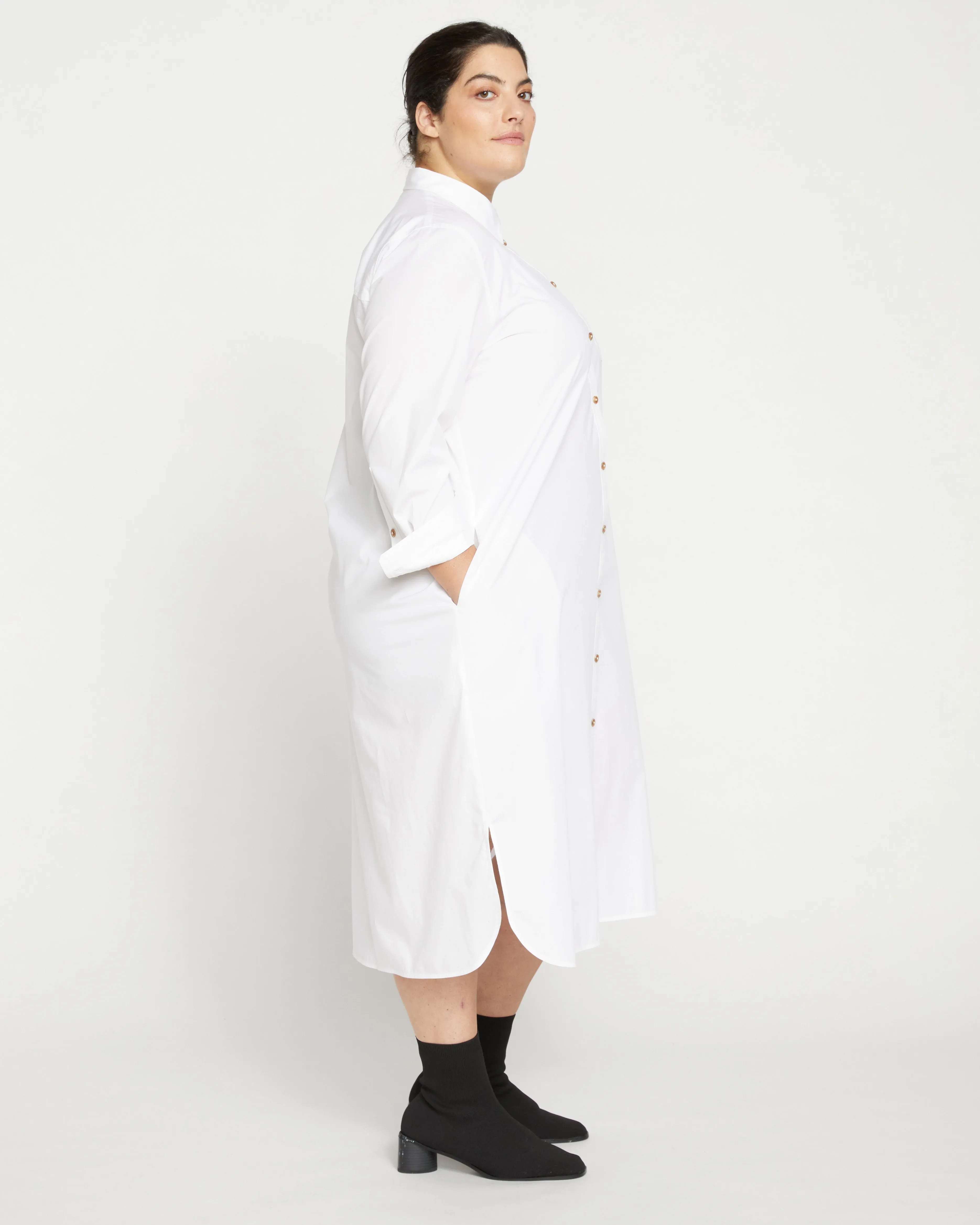 Odeon Stretch Poplin Shirtdress - White sold by Universal Standard product image thumbnail 3