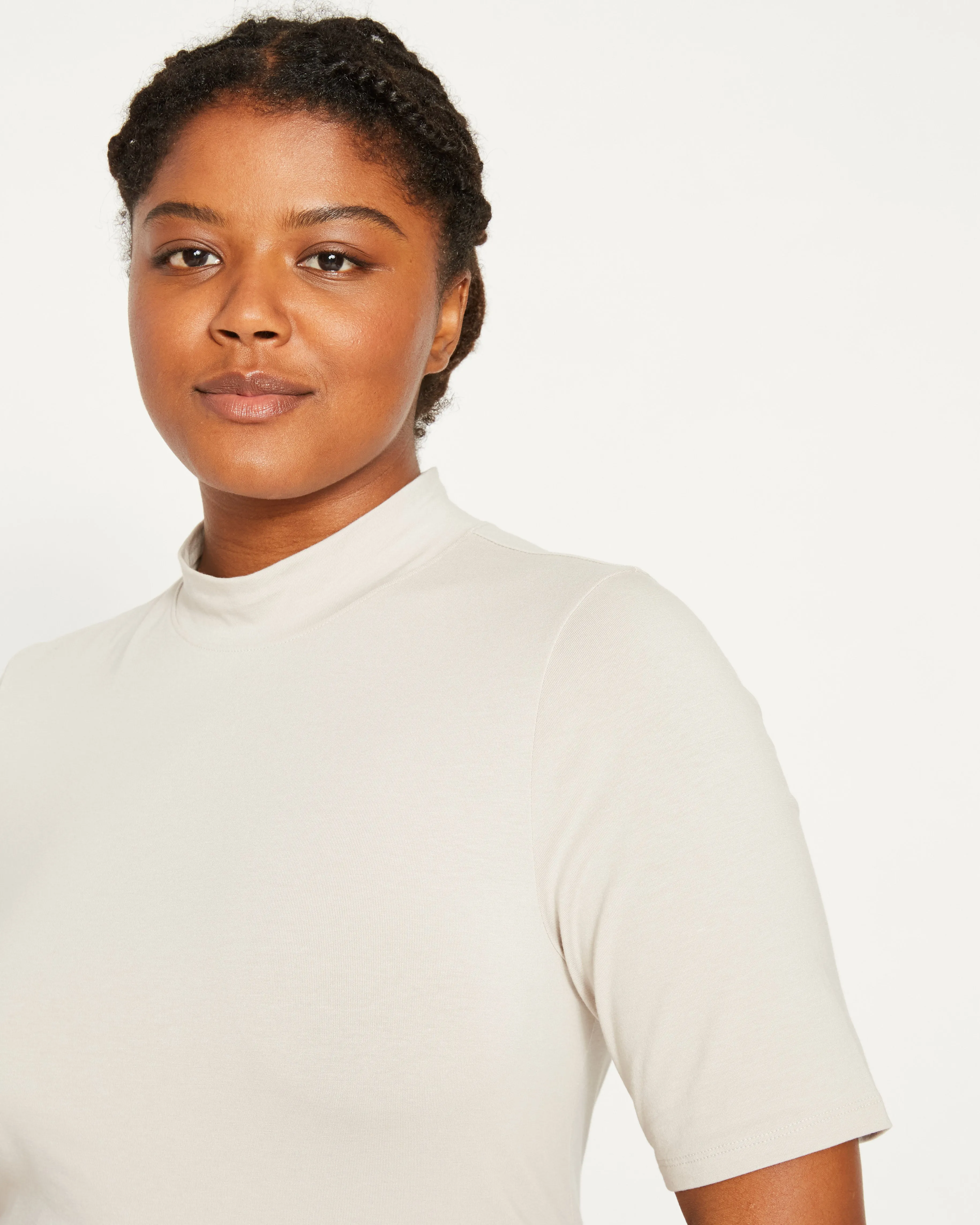 Modern Mock Neck Tee - Dove Grey sold by Universal Standard