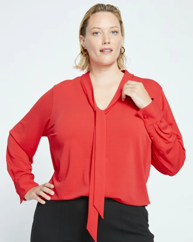 Crepe Jersey Long Sleeve Tess Blouse - Vermilion Red sold by Universal Standard