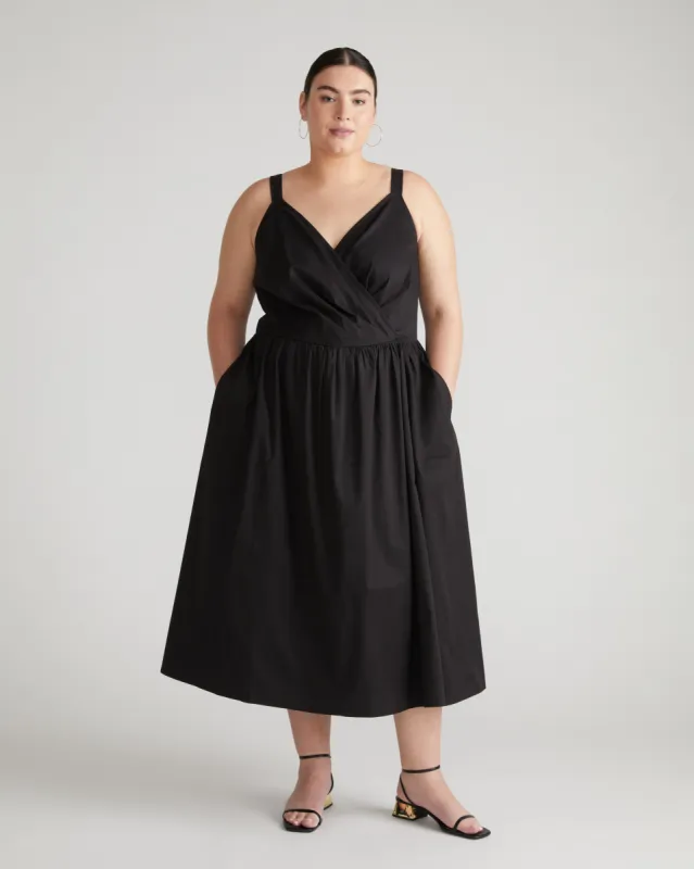 Bellport Sateen Crossover Dress - Black sold by Universal Standard