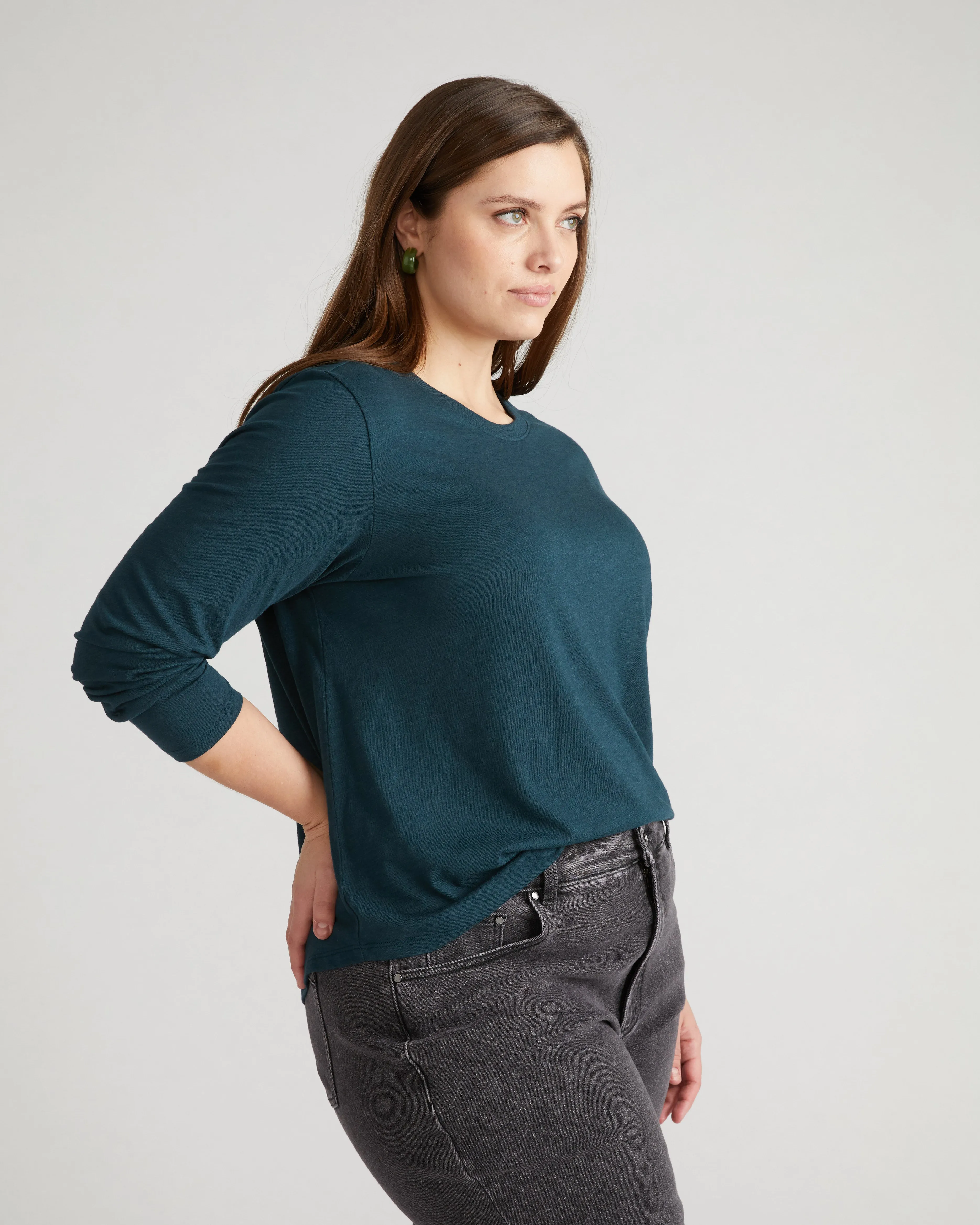 Light-As-Air Long Sleeve Crew Neck Tee - Deep Sea sold by Universal Standard product image thumbnail 3