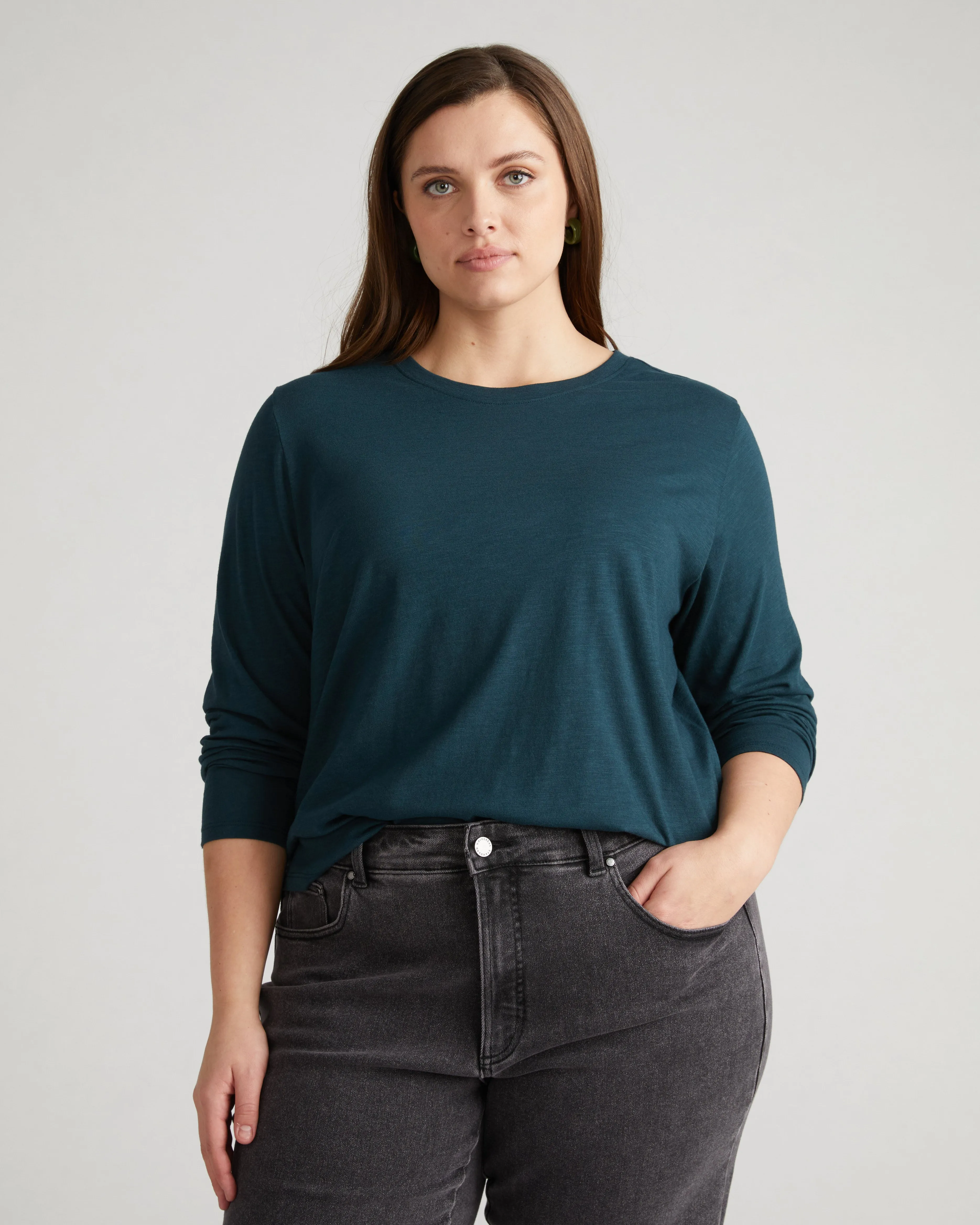 Light-As-Air Long Sleeve Crew Neck Tee - Deep Sea sold by Universal Standard product image thumbnail 2