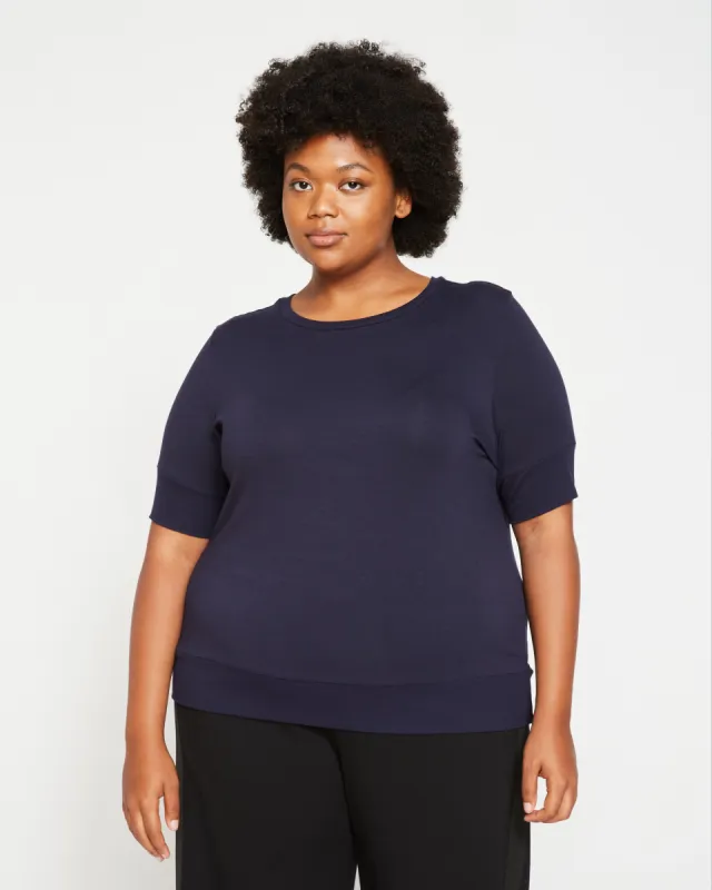 Aimee Liquid Jersey Rib Hem Tee - Midnight sold by Universal Standard