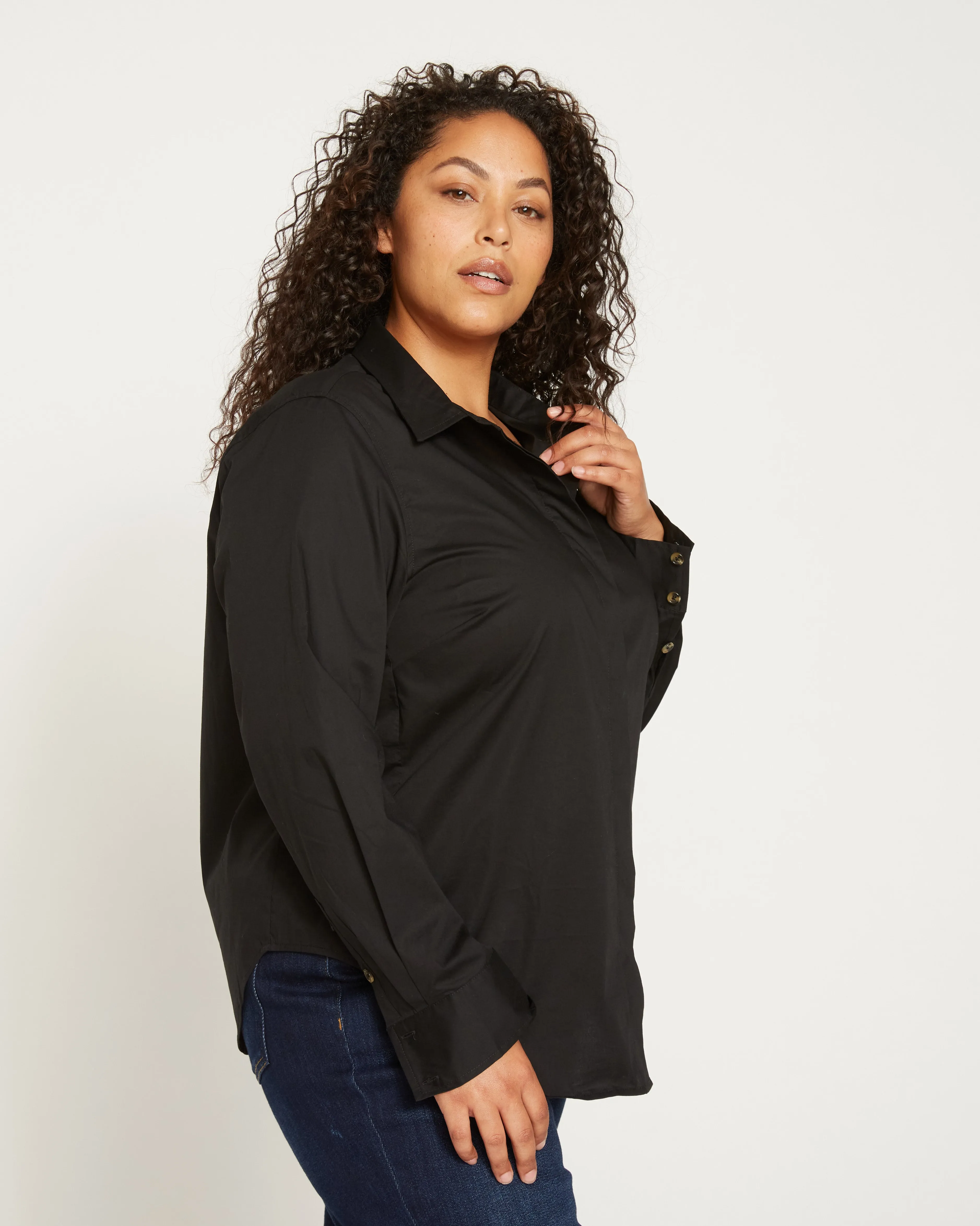 Elbe Stretch Poplin Shirt Classic Fit - Black sold by Universal Standard product image thumbnail 5