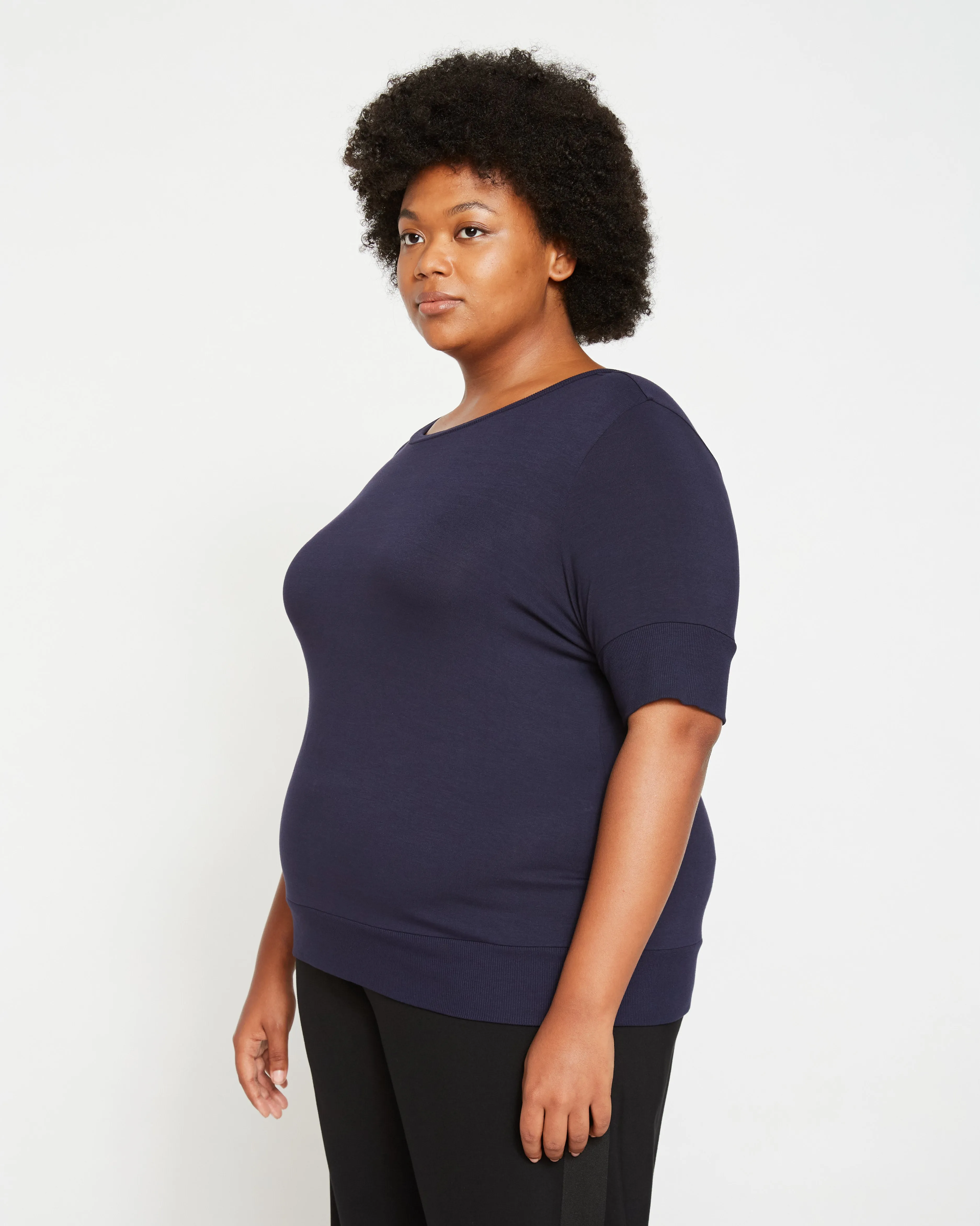 Aimee Liquid Jersey Rib Hem Tee - Midnight sold by Universal Standard product image thumbnail 2