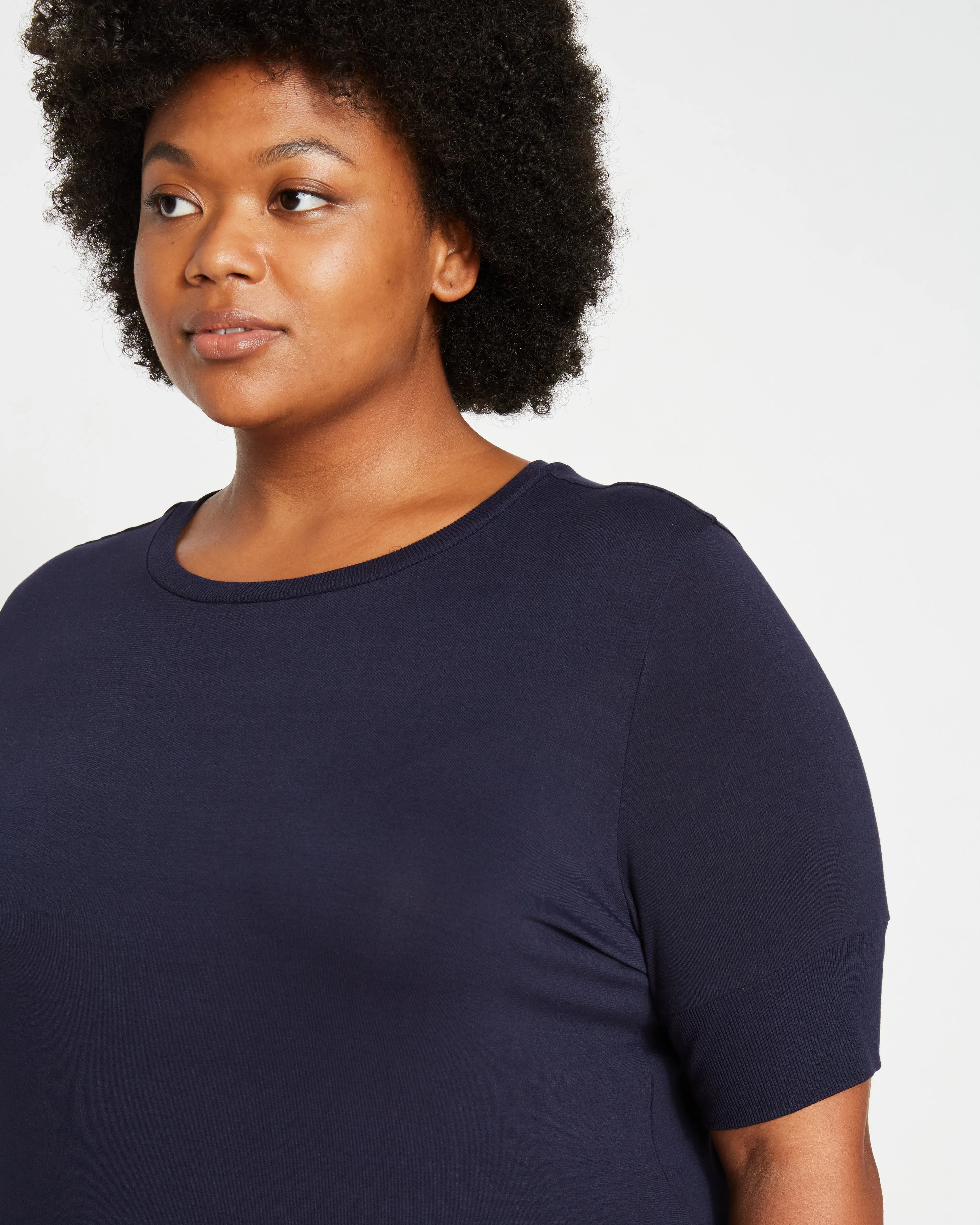 Aimee Liquid Jersey Rib Hem Tee - Midnight sold by Universal Standard product image thumbnail 3