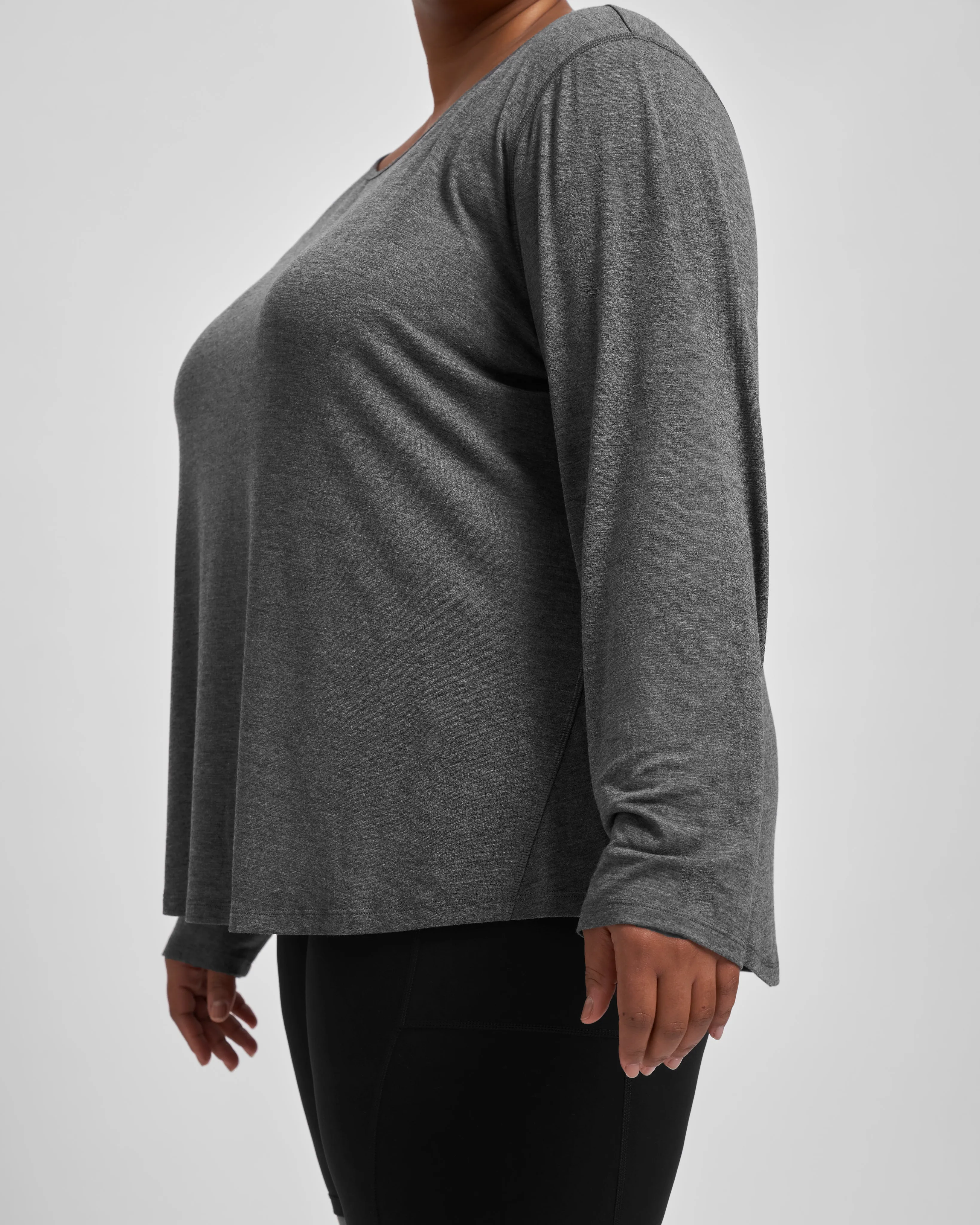 Mia Long Sleeve Movement Tee - Heather Charcoal sold by Universal Standard product image thumbnail 3