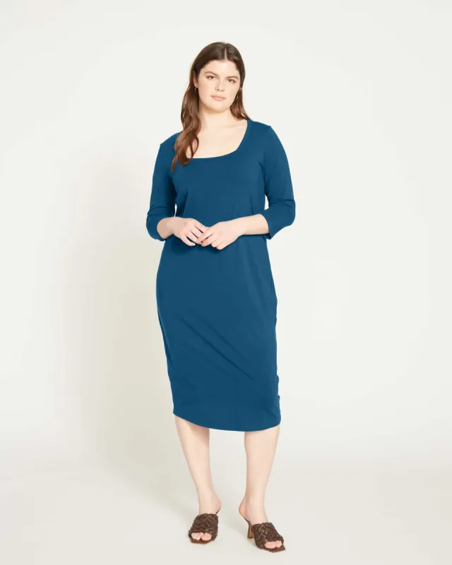 Square Neck Cocoon Dress - True Blue sold by Universal Standard