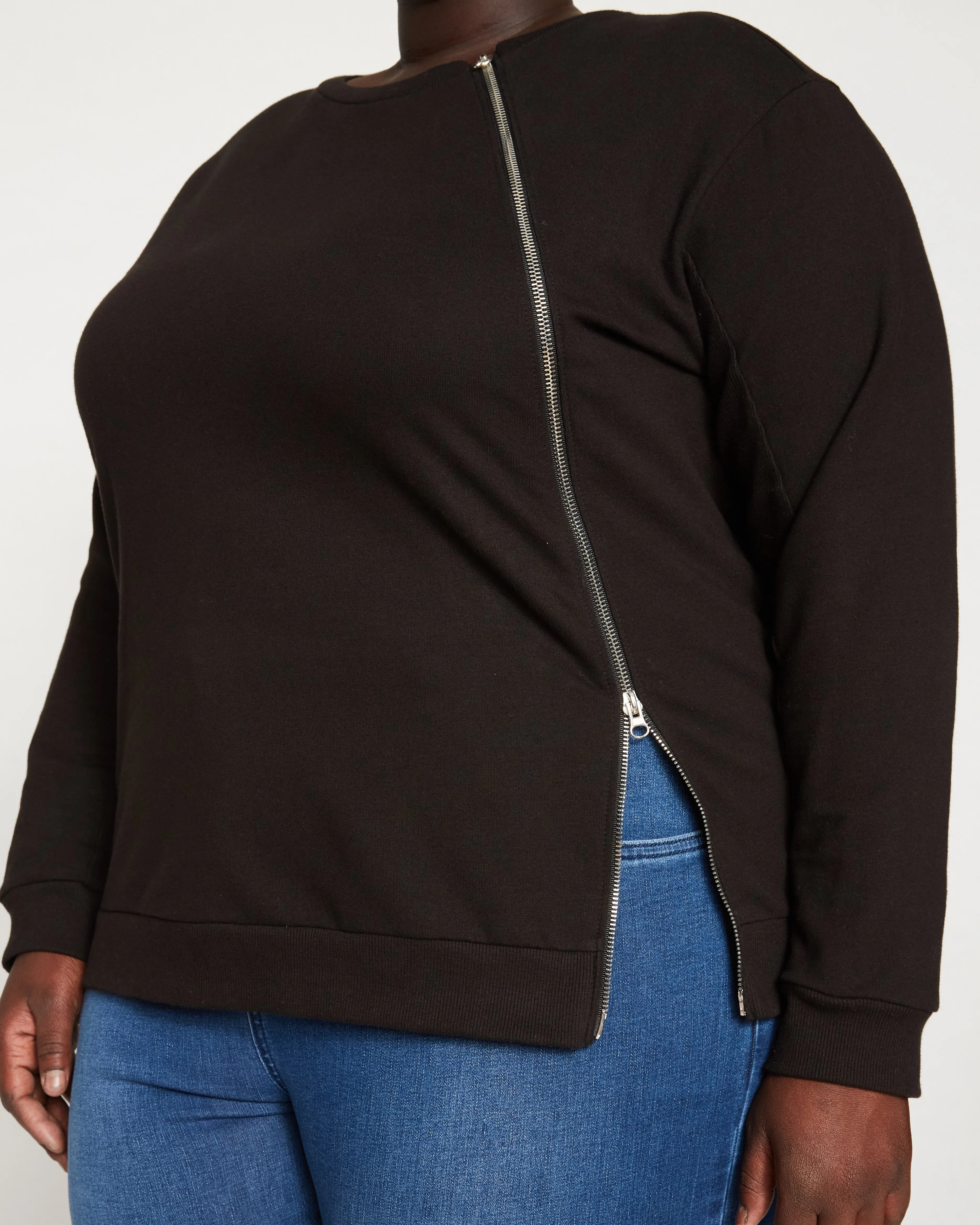 Classic Light Terry Meridian Zip Pullover - Black sold by Universal Standard product image thumbnail 3