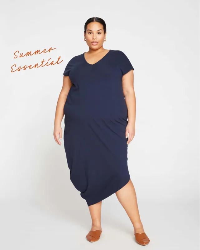 Iconic Geneva V-Neck Dress - Navy sold by Universal Standard