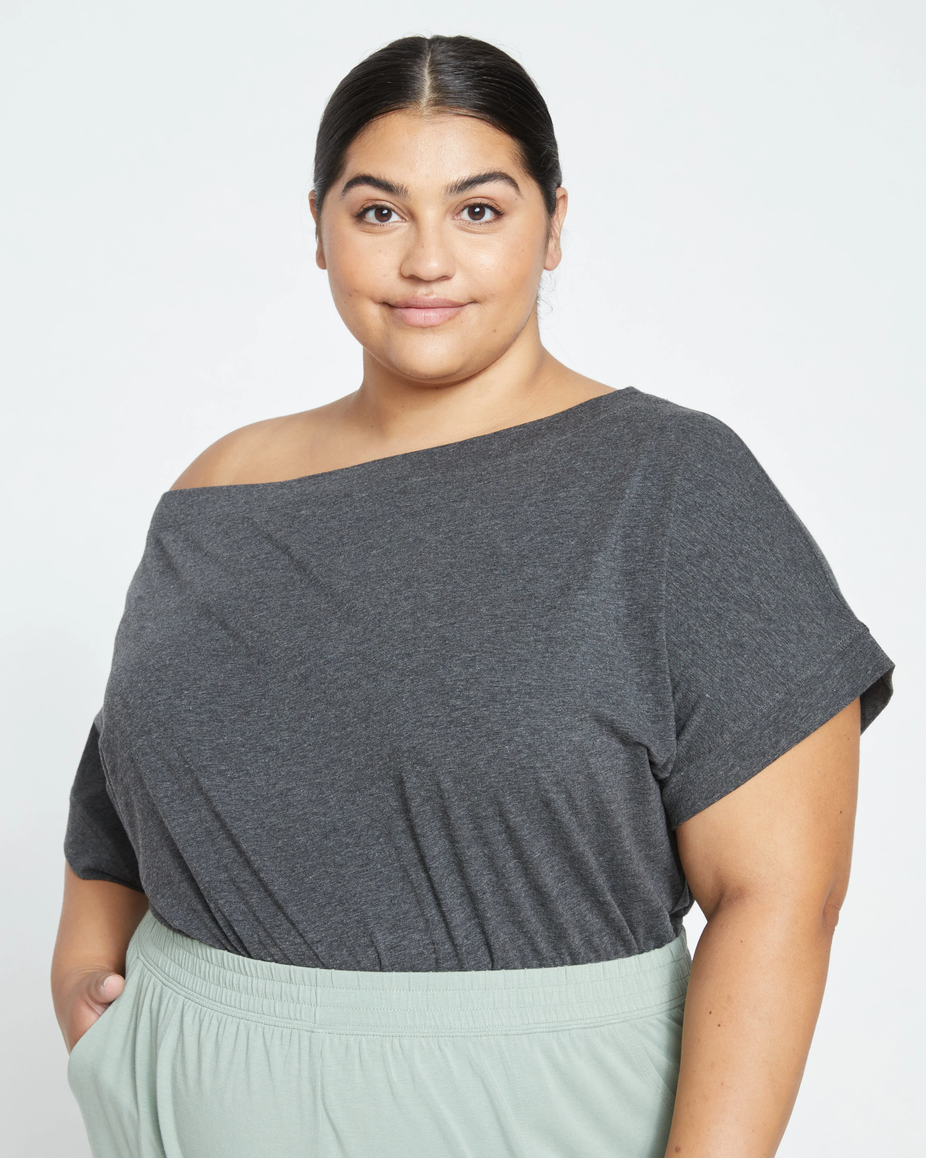 UltimateS Dolci Short Sleeve Top - Heather Charcoal sold by Universal Standard