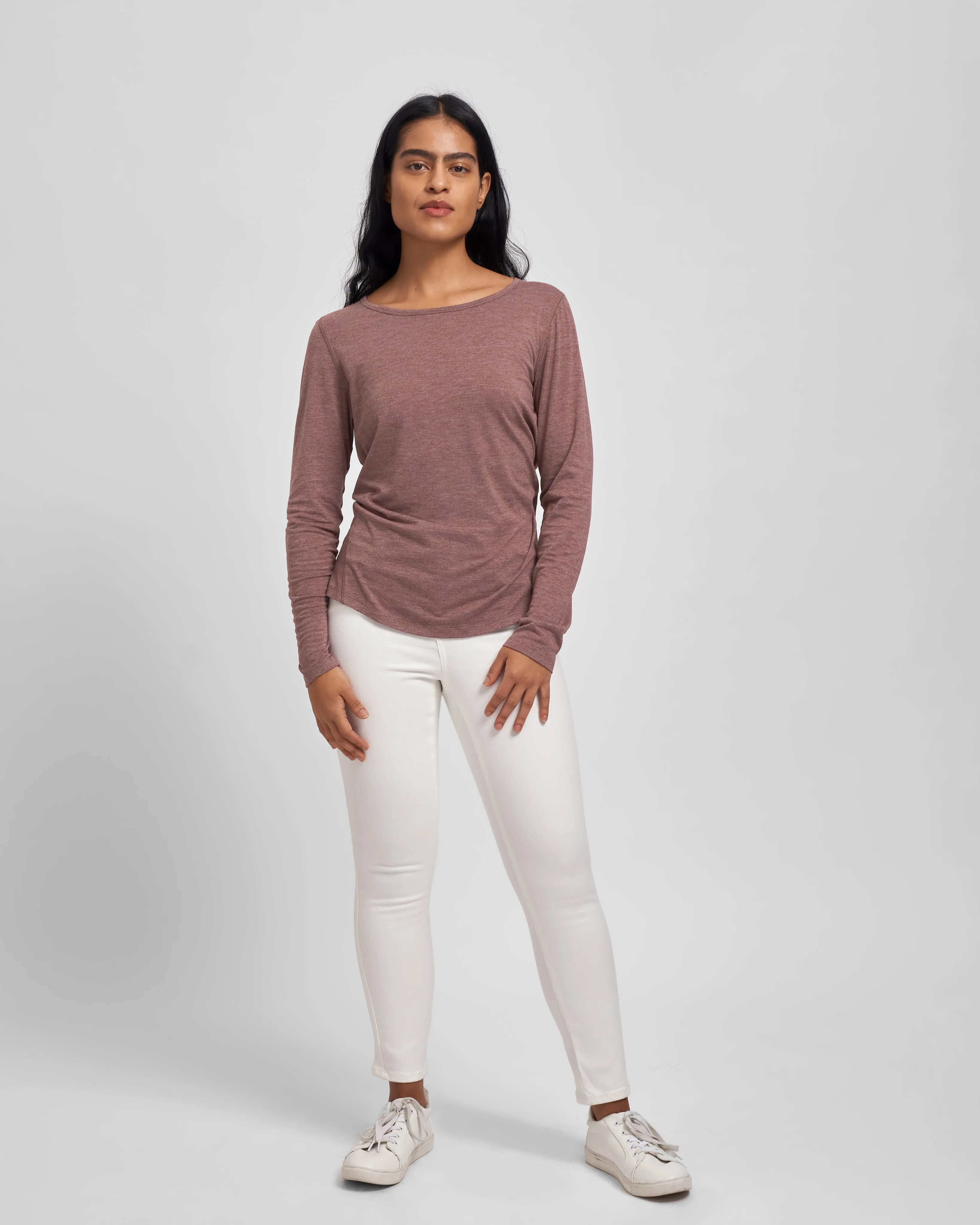 Mia Long Sleeve Movement Tee - Heather Merlot sold by Universal Standard product image thumbnail 3