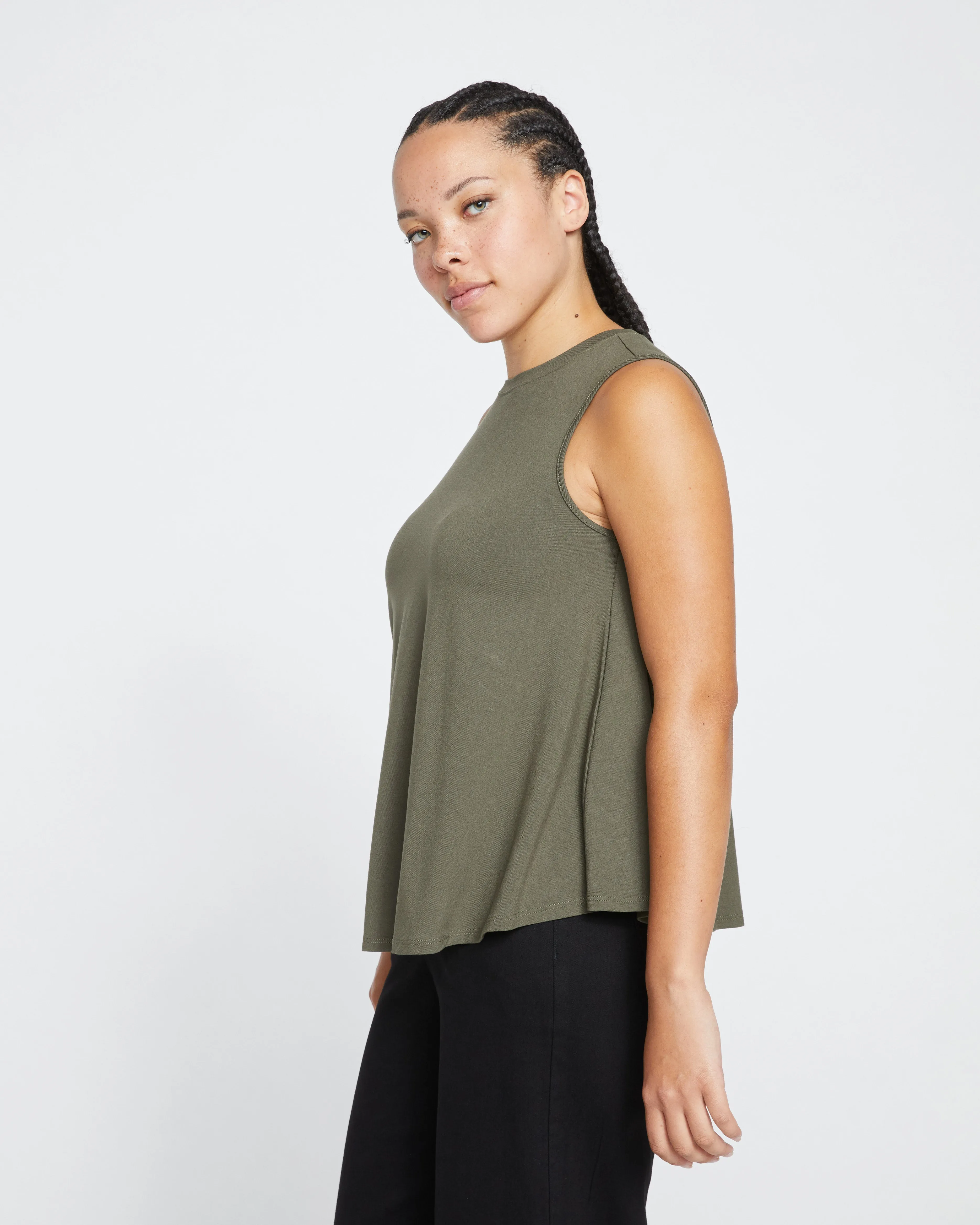 Heatwave Divine Jersey Flared Tank - Tarragon sold by Universal Standard product image thumbnail 3
