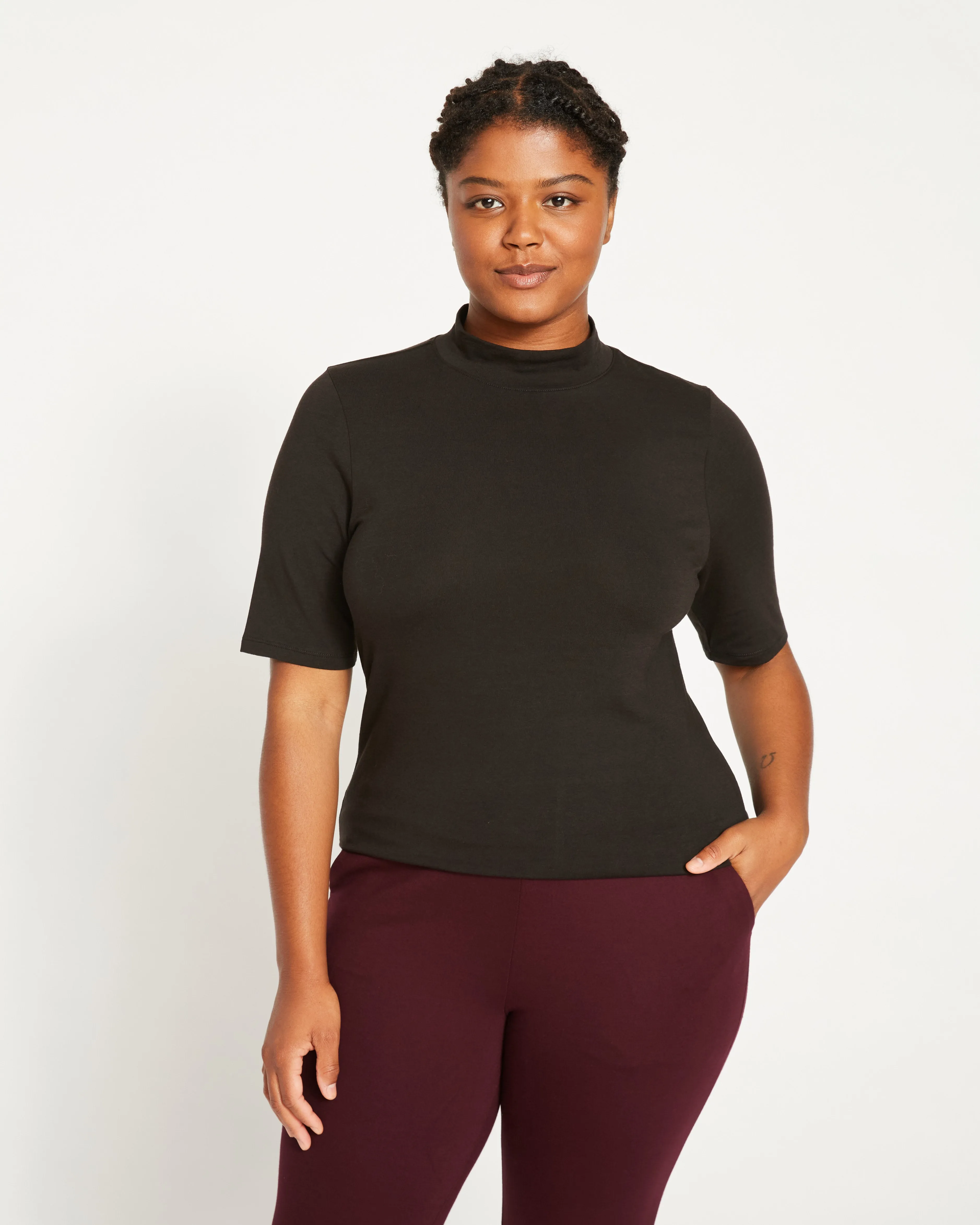 Modern Mock Neck Tee - Black sold by Universal Standard