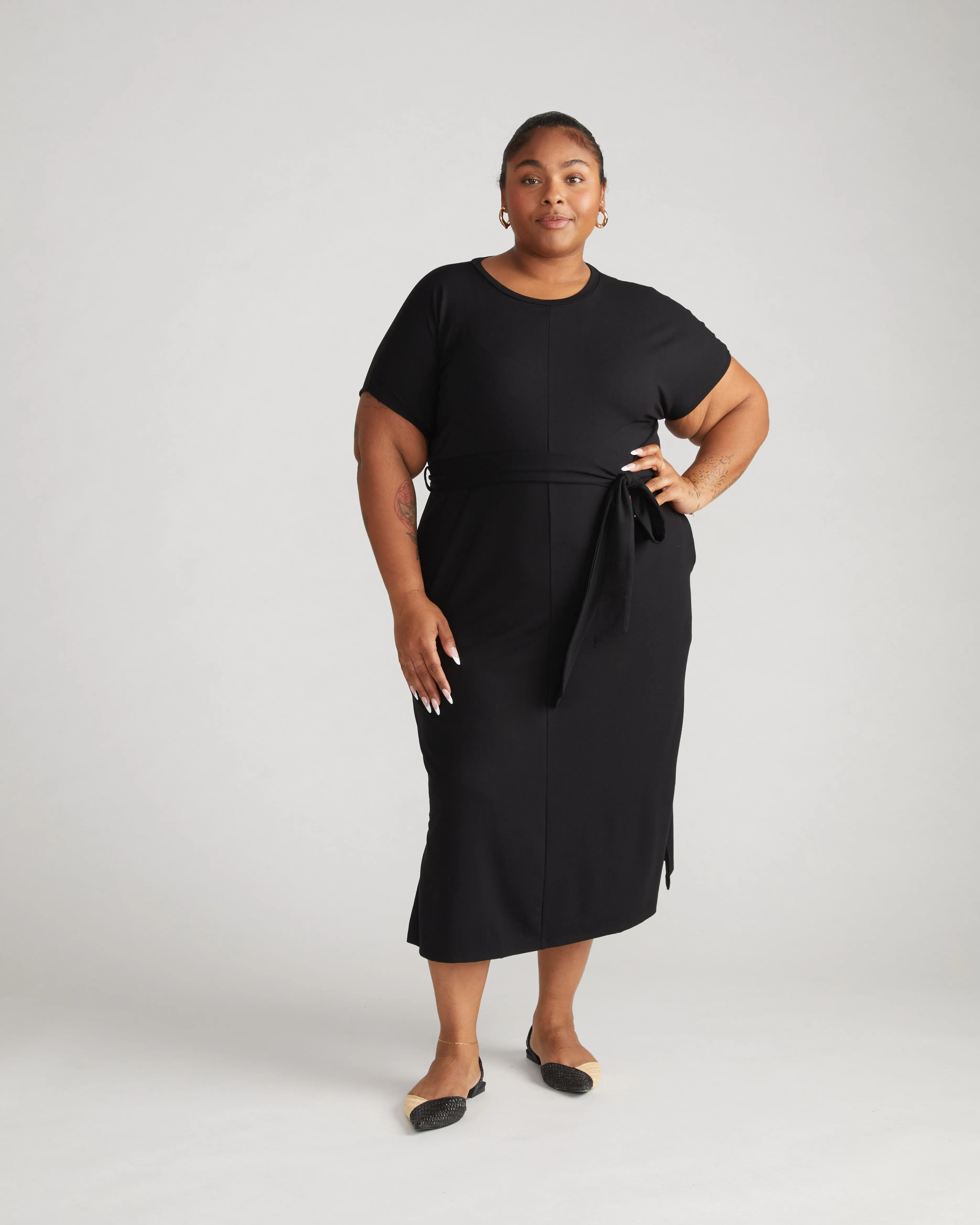 Belted Divine Jersey Dress - Black sold by Universal Standard