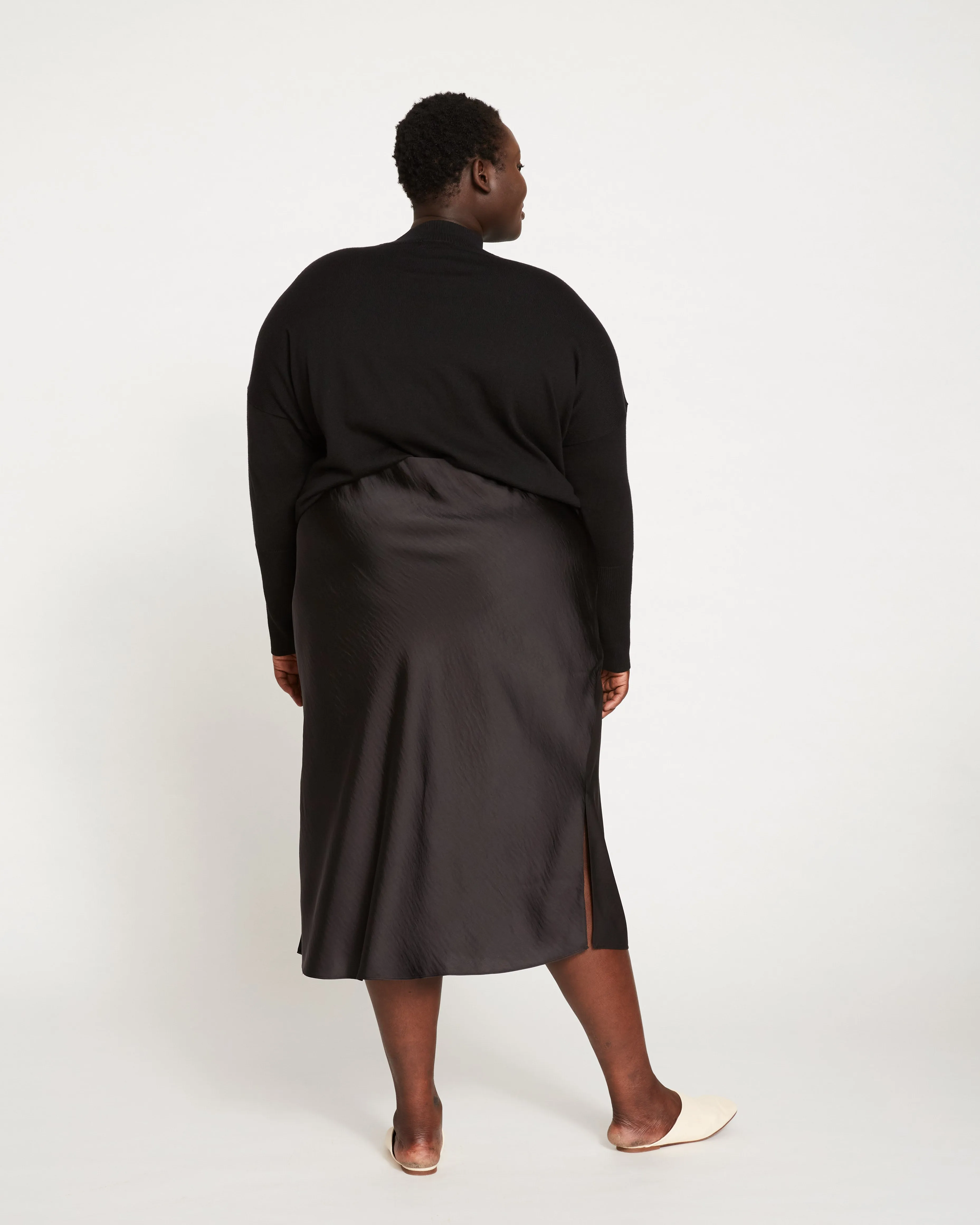 Diane Satin Midi Bias Skirt - Black sold by Universal Standard product image thumbnail 4