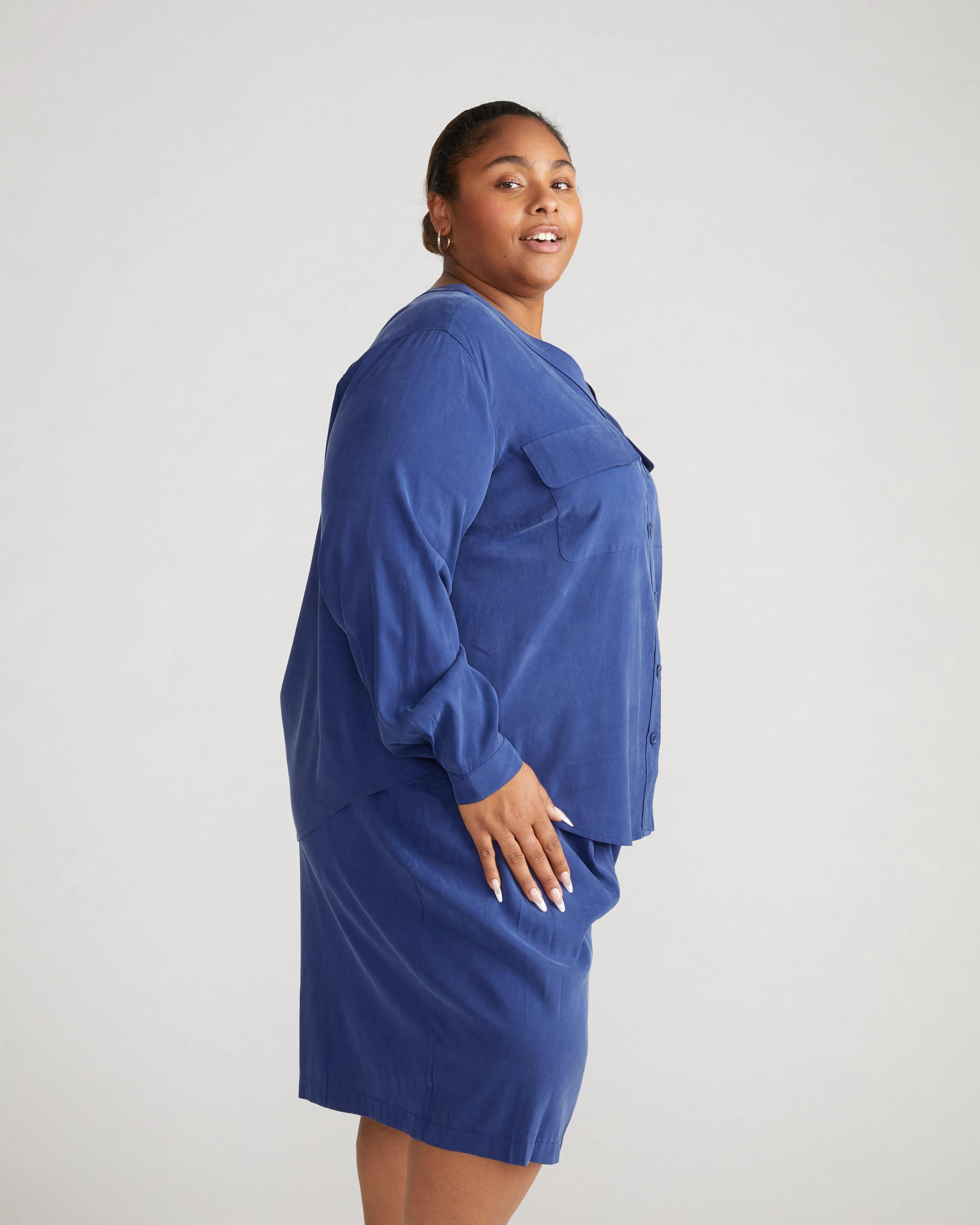 Cooling Stretch Cupro Button-Down Blouse - Cenote sold by Universal Standard product image thumbnail 2