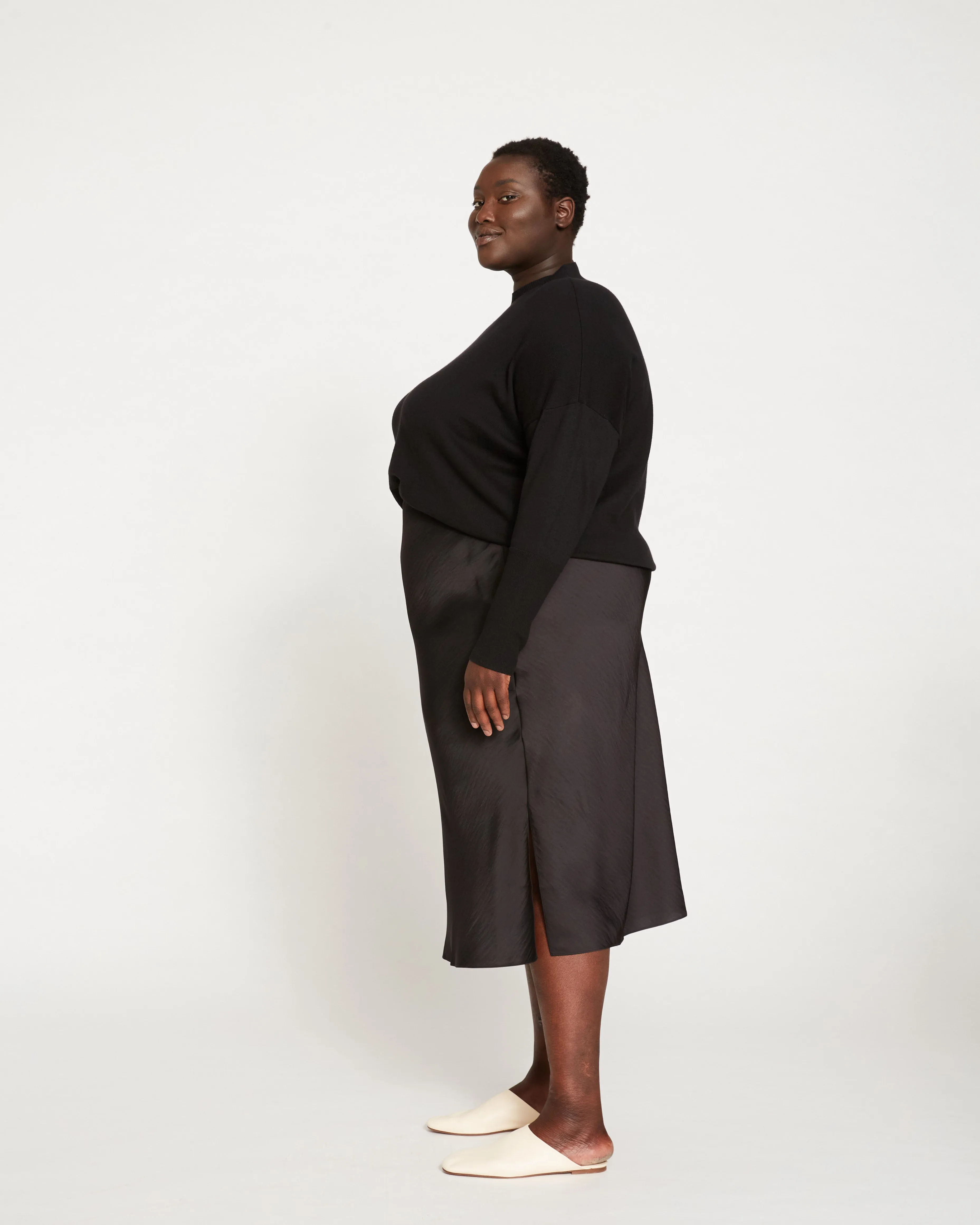 Diane Satin Midi Bias Skirt - Black sold by Universal Standard product image thumbnail 3