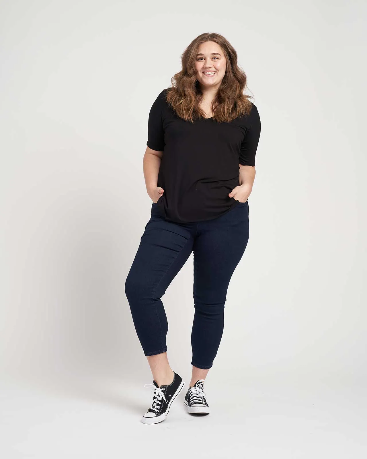 Liquid Jersey Emma V Neck Easy Tee - Black sold by Universal Standard product image thumbnail 5