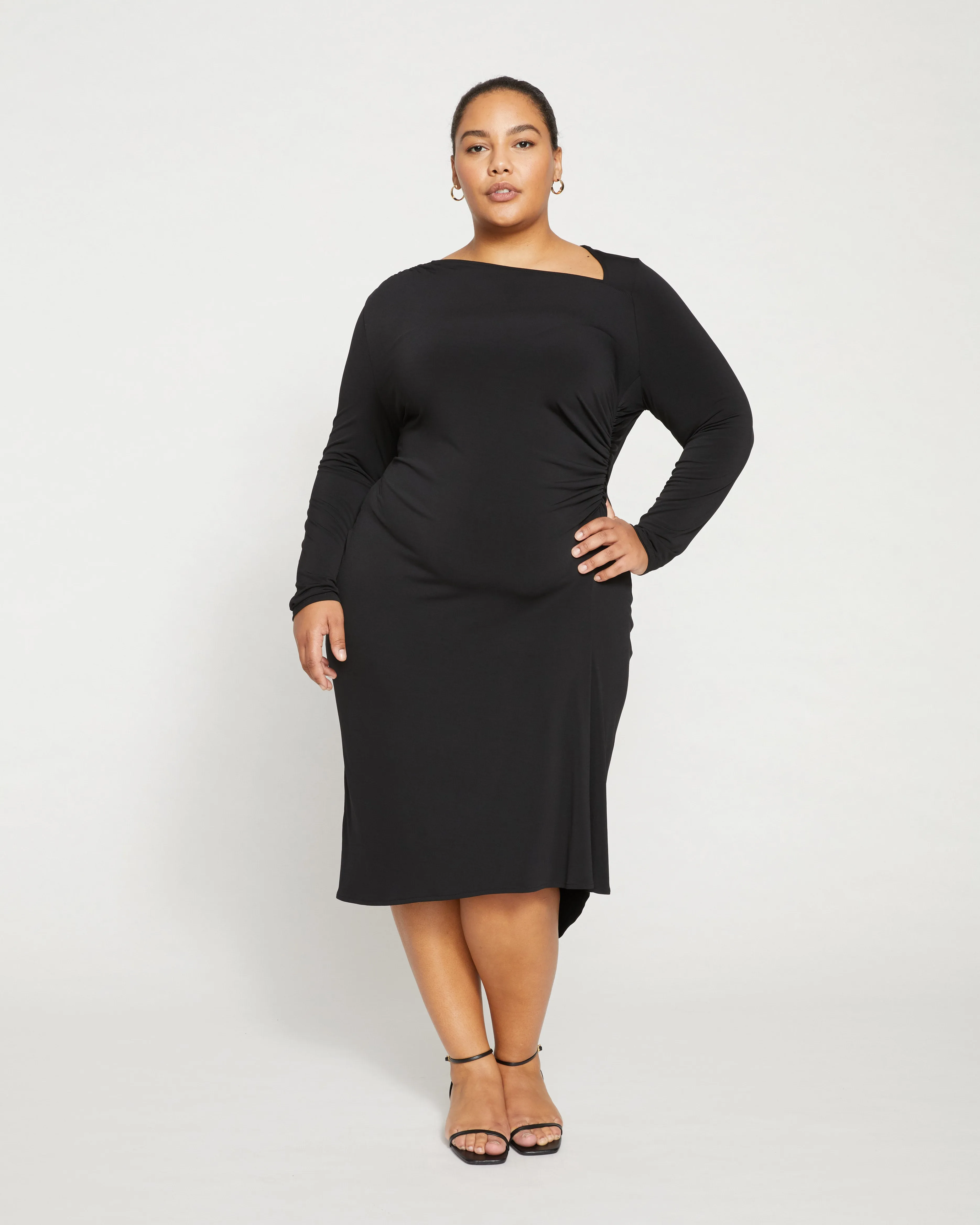 Velvety-Cool Jersey Cinched Dress - Black sold by Universal Standard