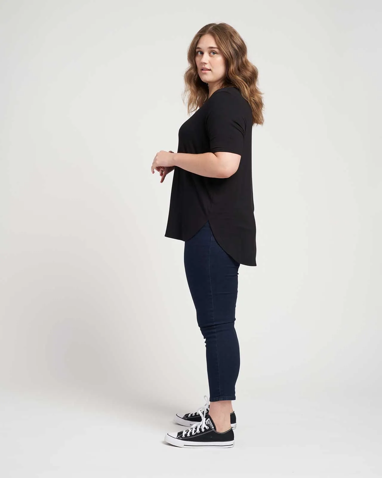 Liquid Jersey Emma V Neck Easy Tee - Black sold by Universal Standard product image thumbnail 4