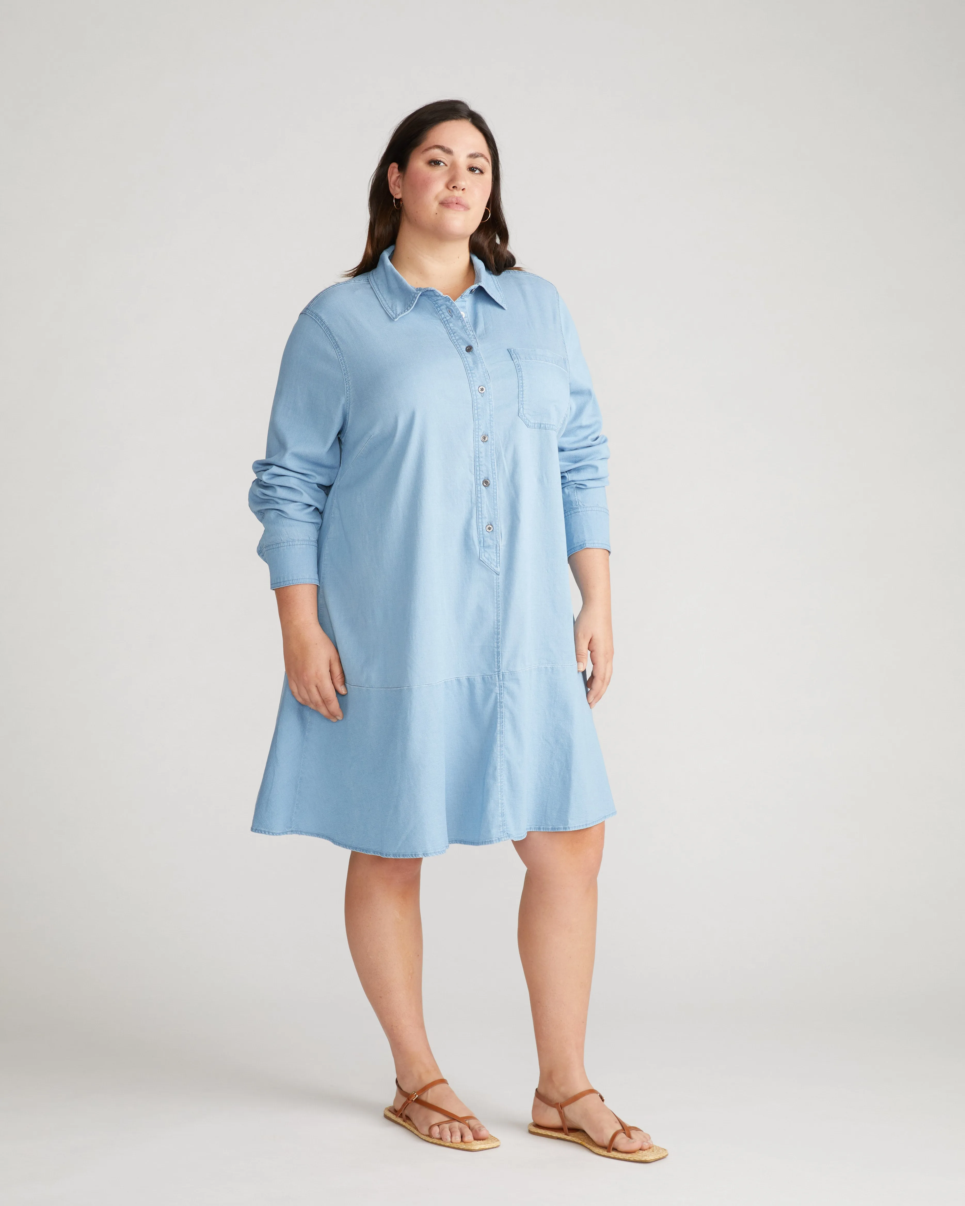 Perfect Tencel Chambray Drop Waist Shirtdress - Morning Blue sold by Universal Standard product image thumbnail 2
