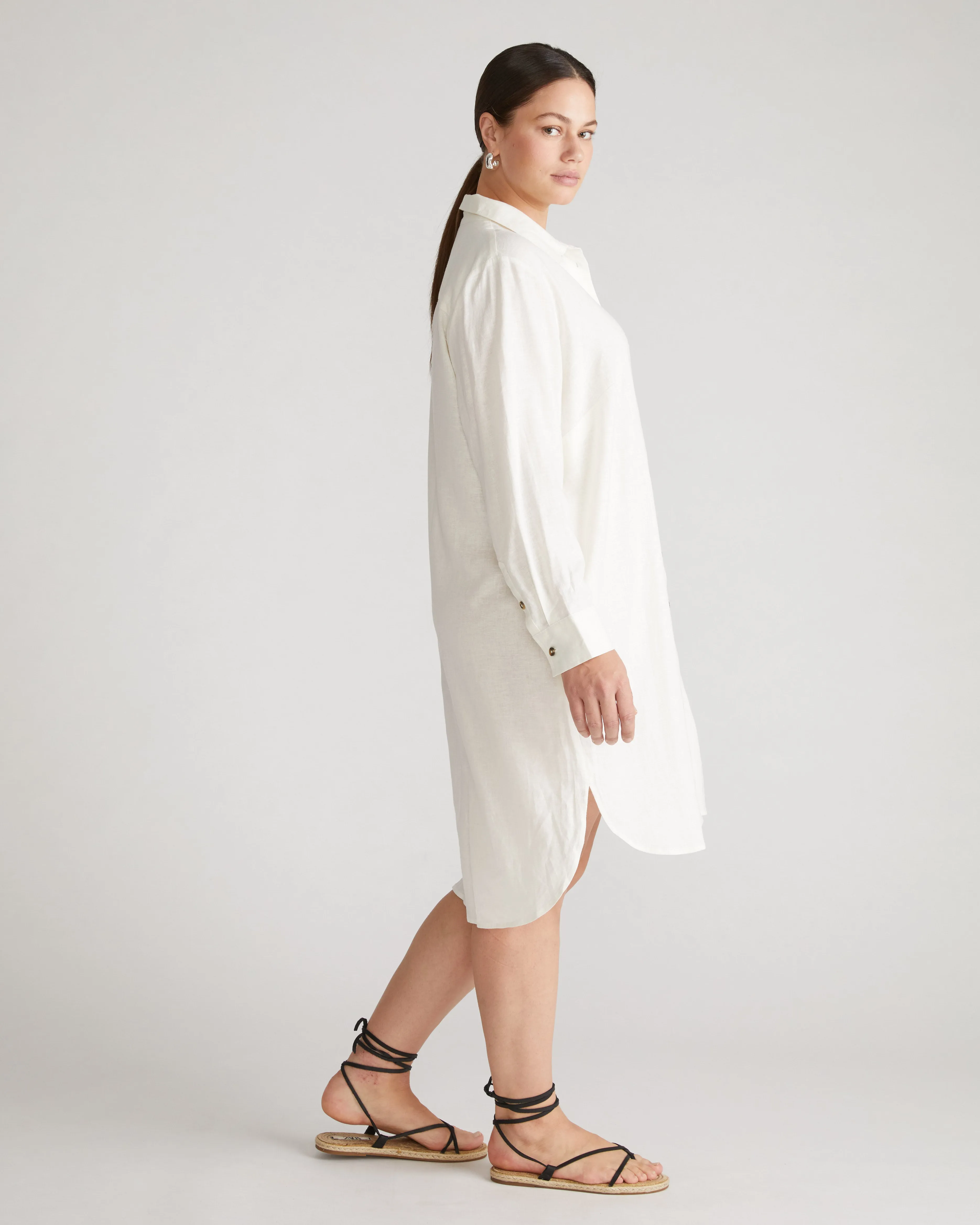 Seaside Linen Shirtdress - White sold by Universal Standard product image thumbnail 4