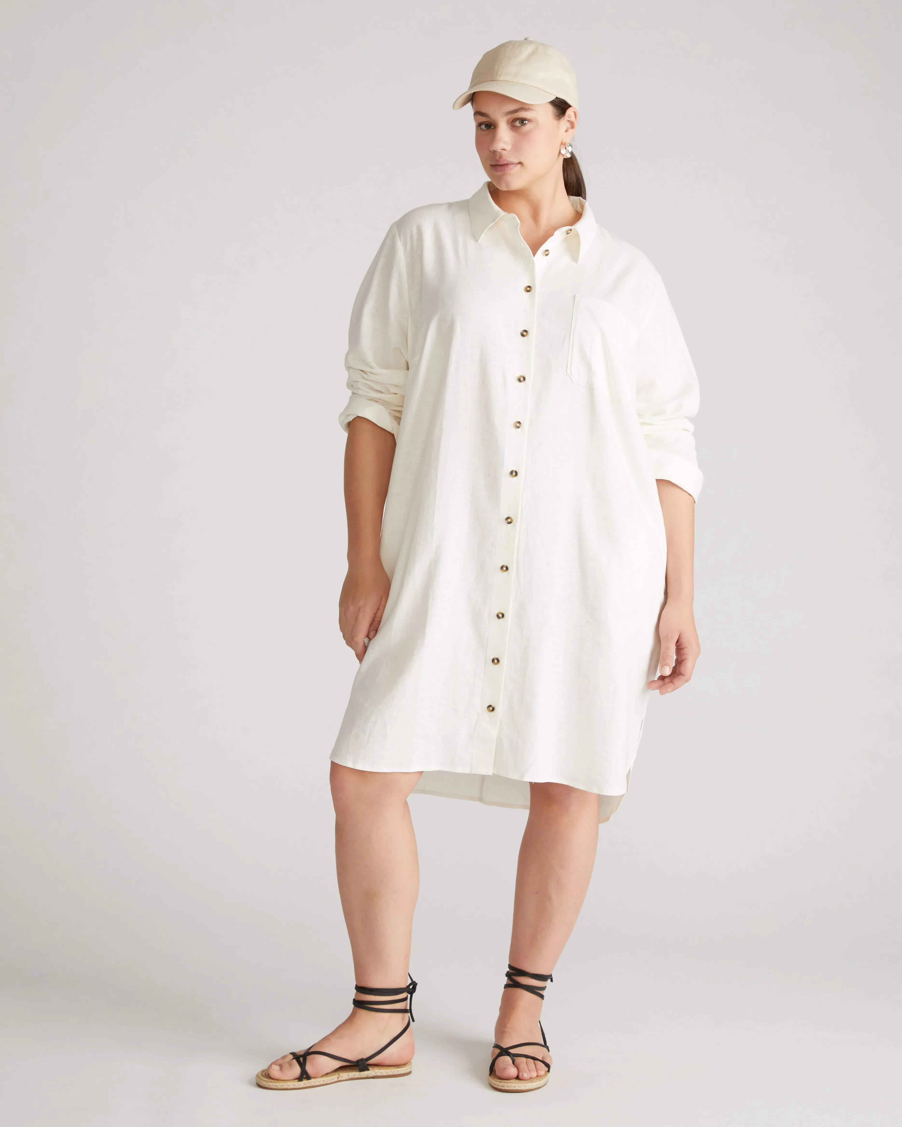 Seaside Linen Shirtdress - White sold by Universal Standard