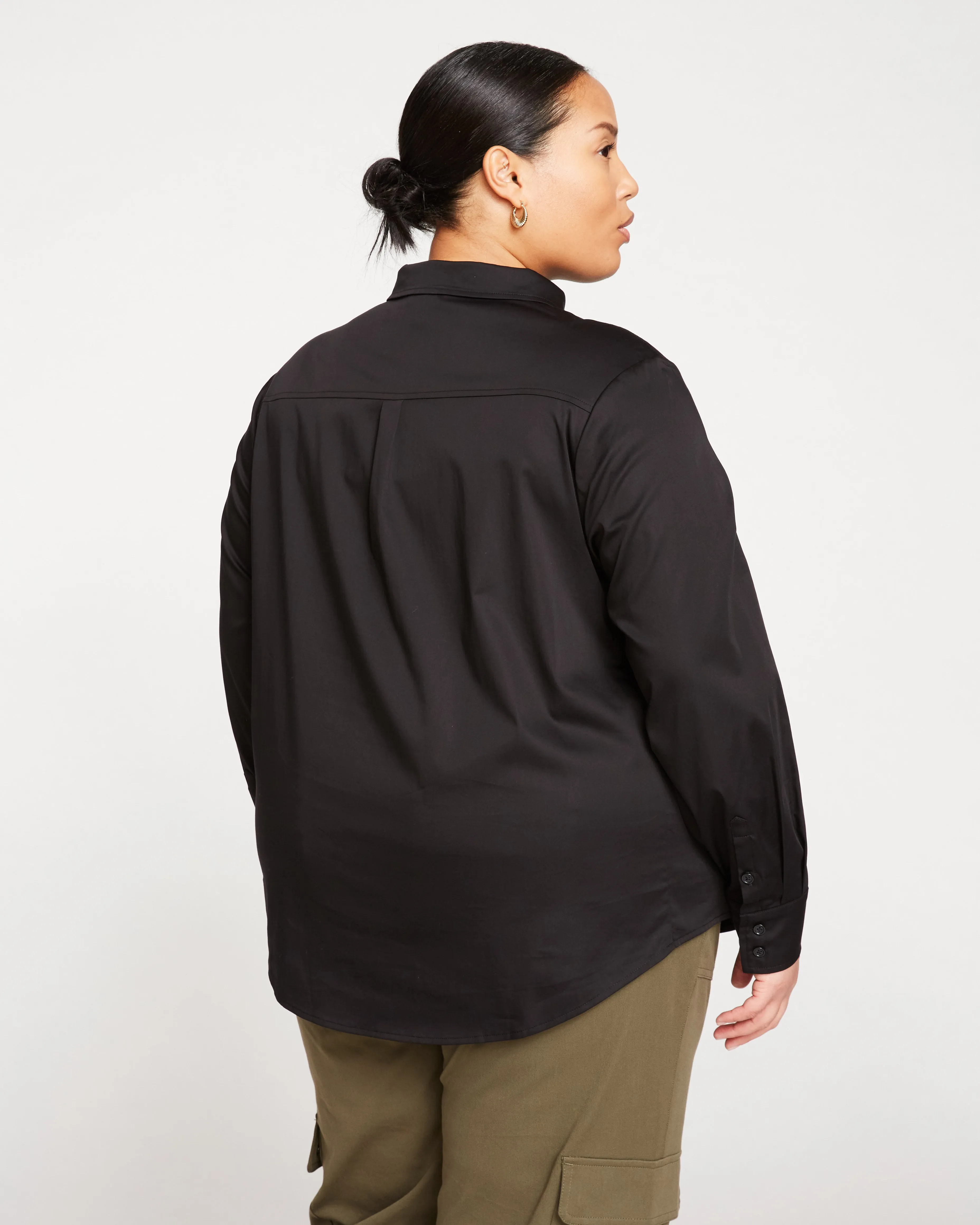 Elbe Popover Stretch Poplin Shirt Classic Fit - Black sold by Universal Standard product image thumbnail 5