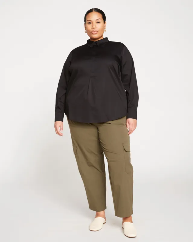 Elbe Popover Stretch Poplin Shirt Classic Fit - Black sold by Universal Standard