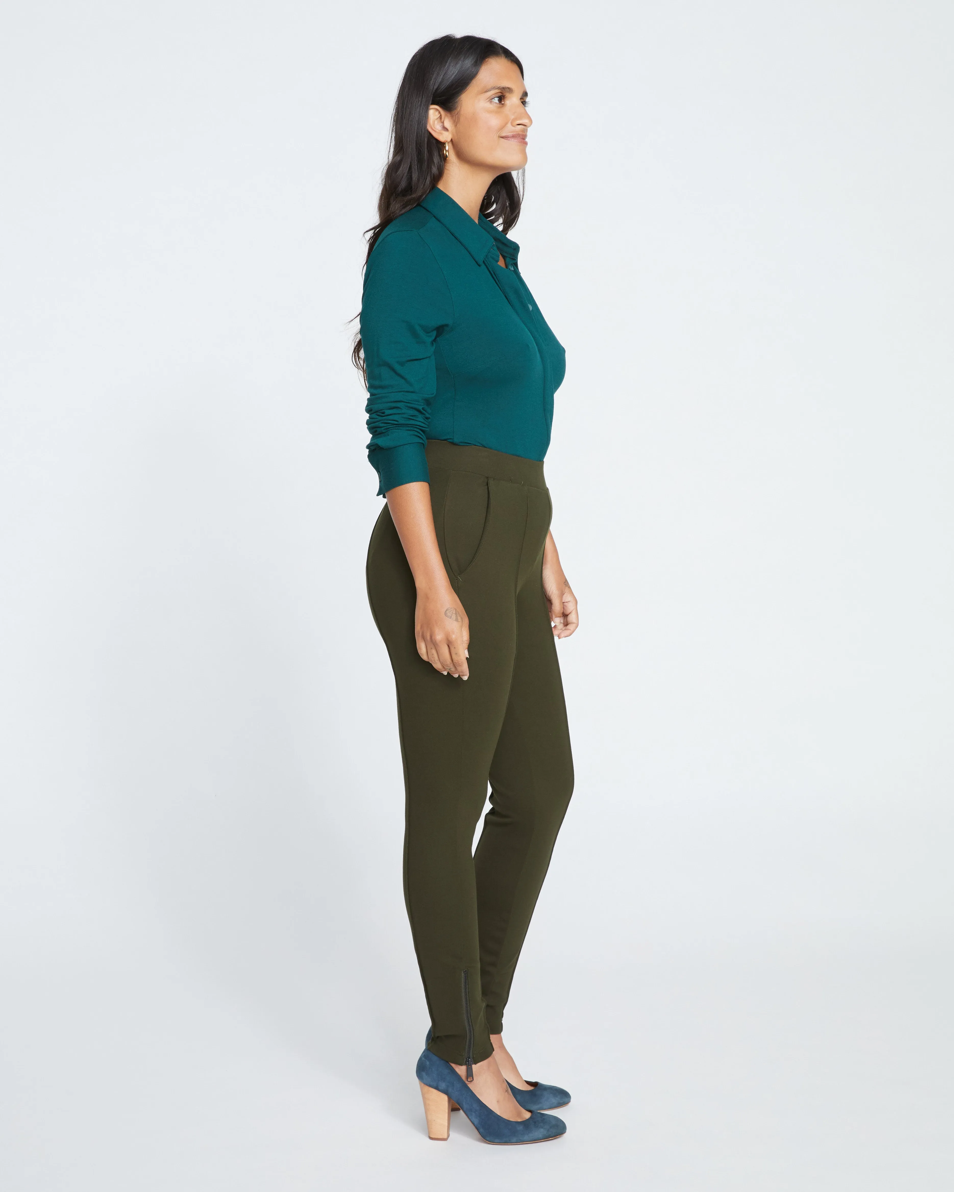 Moro Pintuck Pocket Ponte Pants - Evening Forest sold by Universal Standard product image thumbnail 4