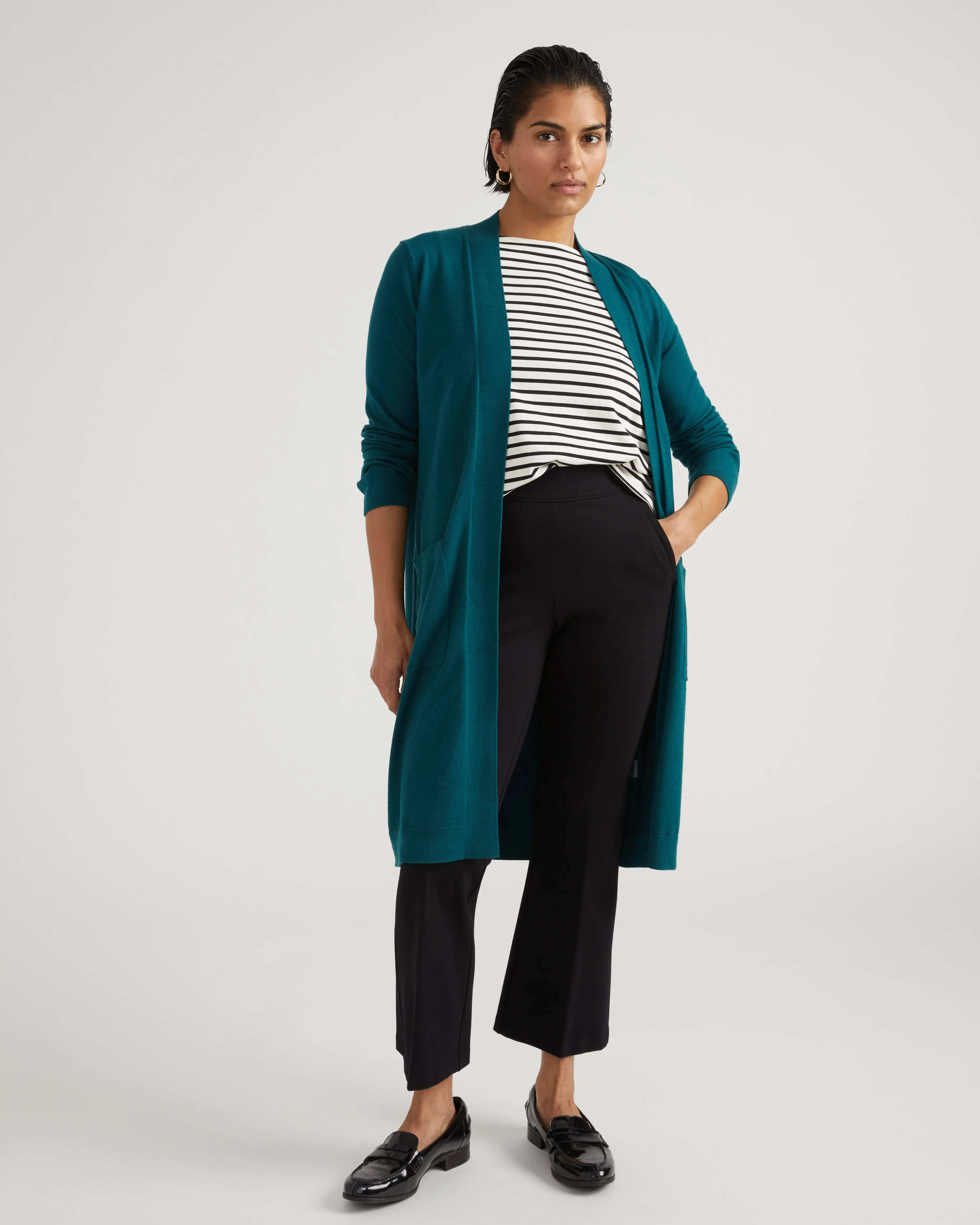 Savvy Double Knit Sweater Cardigan - Forest Green sold by Universal Standard