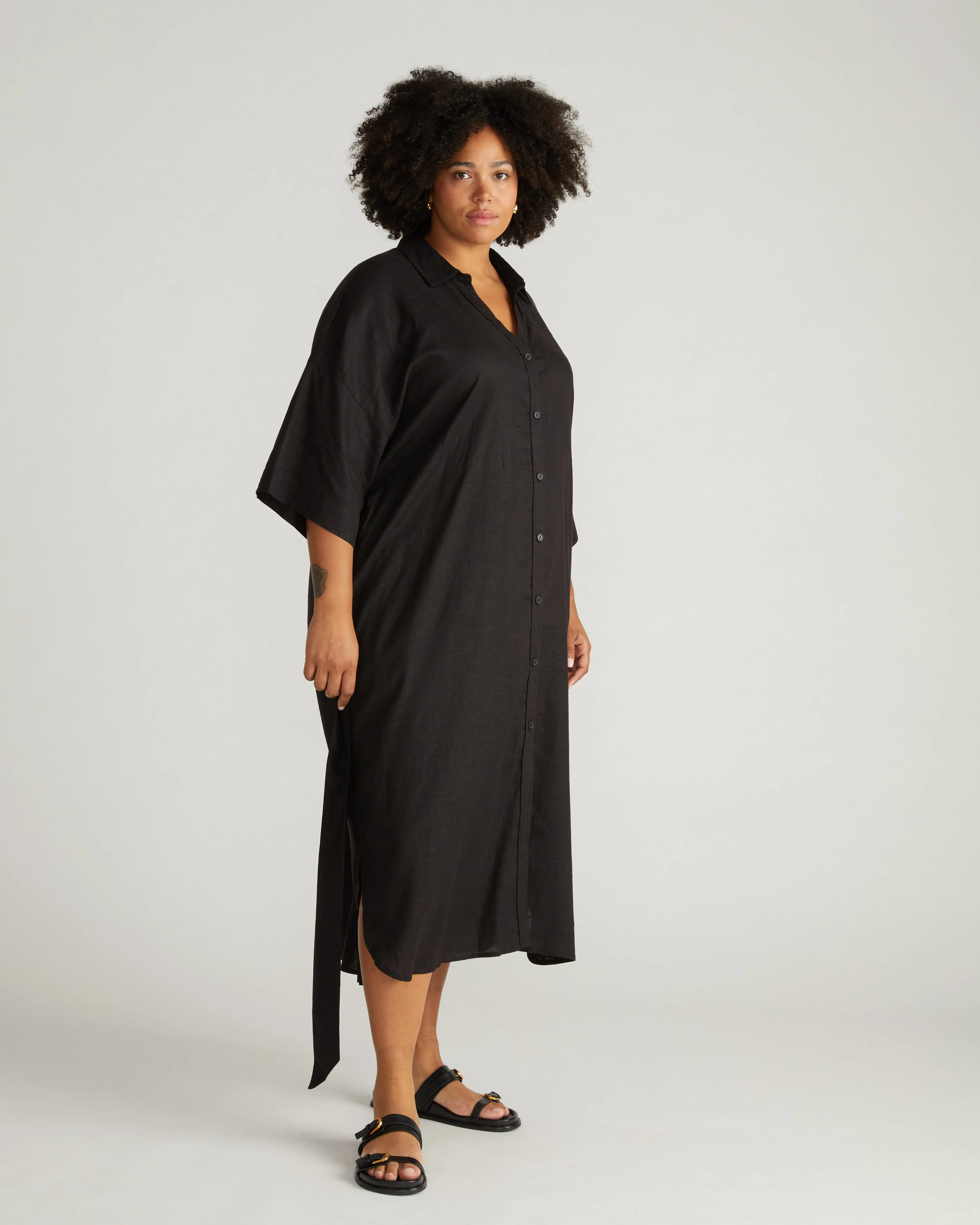 Plaza Linen Shirtdress - Black sold by Universal Standard product image thumbnail 2