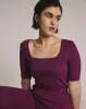 Foundation Short Sleeve Square Neck Tee - Goji Berry sold by Universal Standard