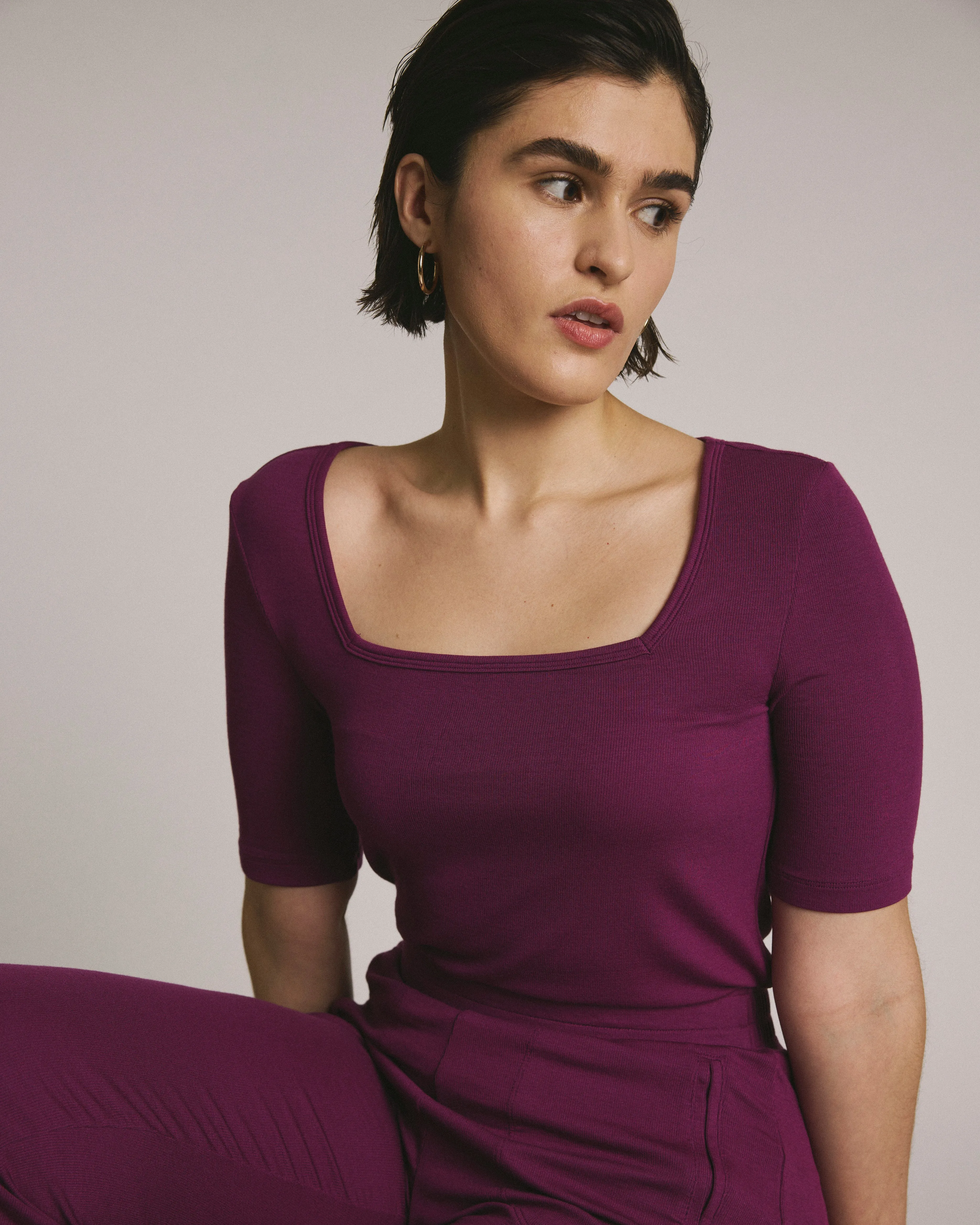 Foundation Short Sleeve Square Neck Tee - Goji Berry sold by Universal Standard product image thumbnail 2