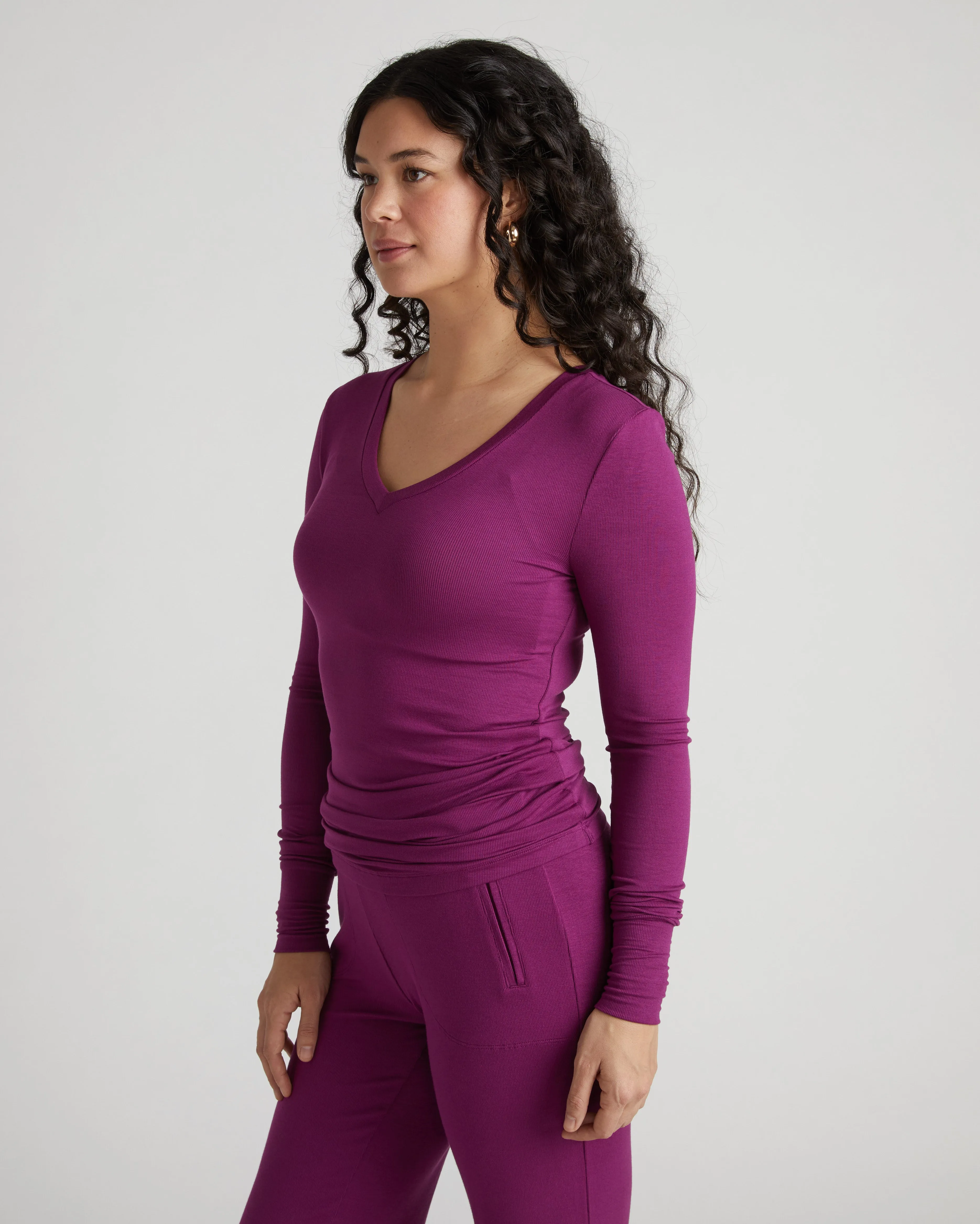 Foundation Long Sleeve V-Neck Tee - Goji Berry sold by Universal Standard product image thumbnail 2