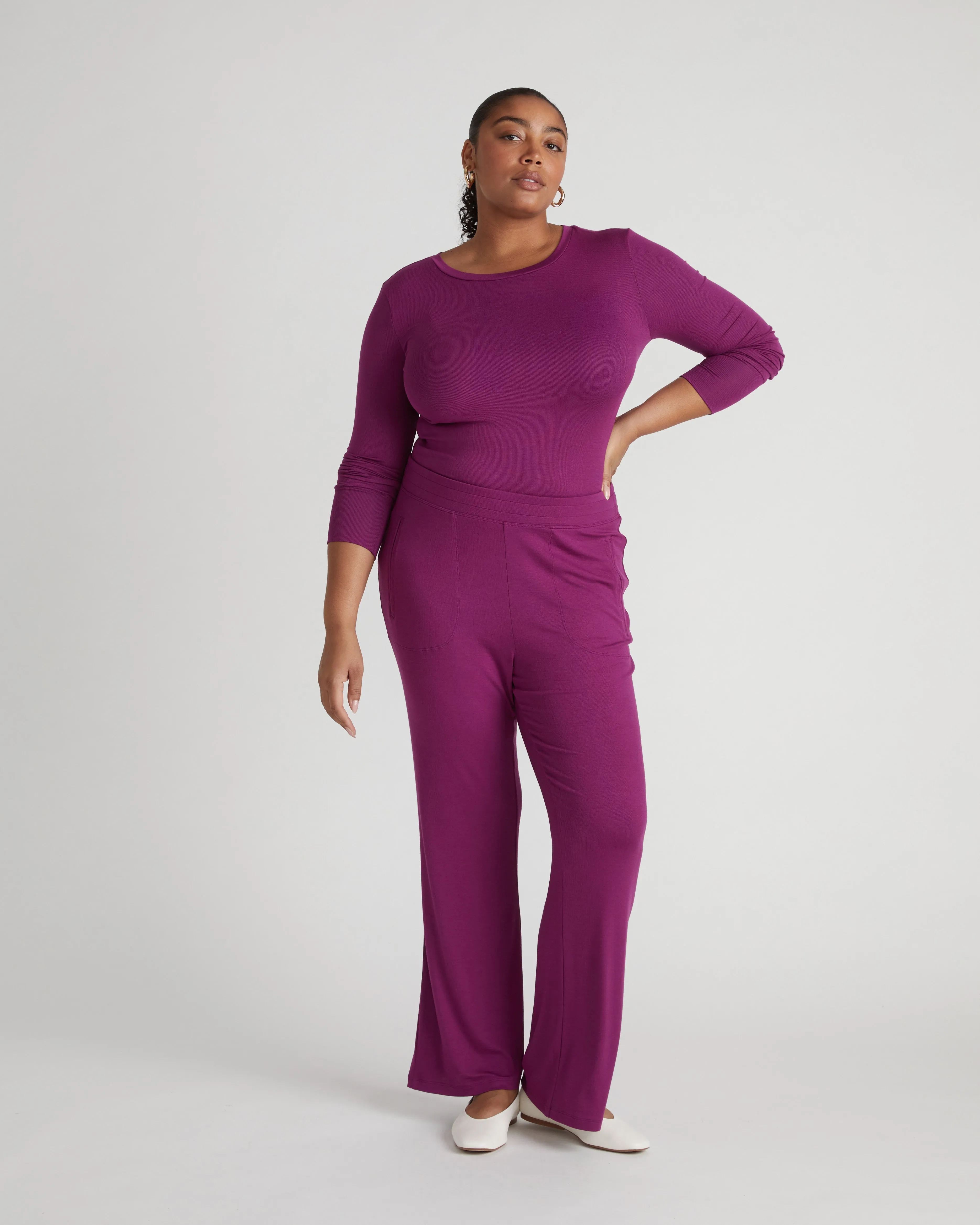 Foundation Long Sleeve Crew Neck Tee - Goji Berry sold by Universal Standard