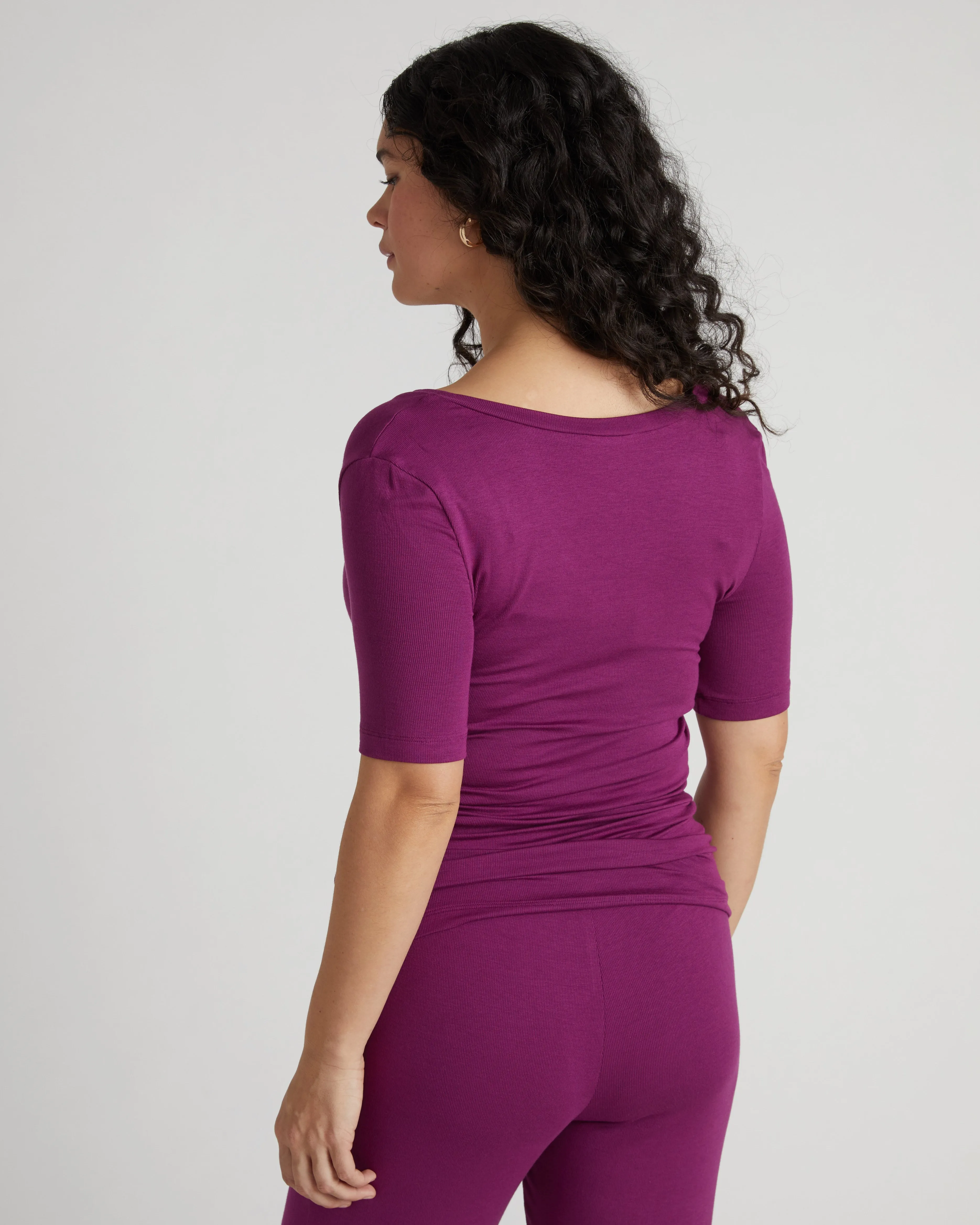 Foundation Short Sleeve V-Neck Tee - Goji Berry sold by Universal Standard product image thumbnail 3